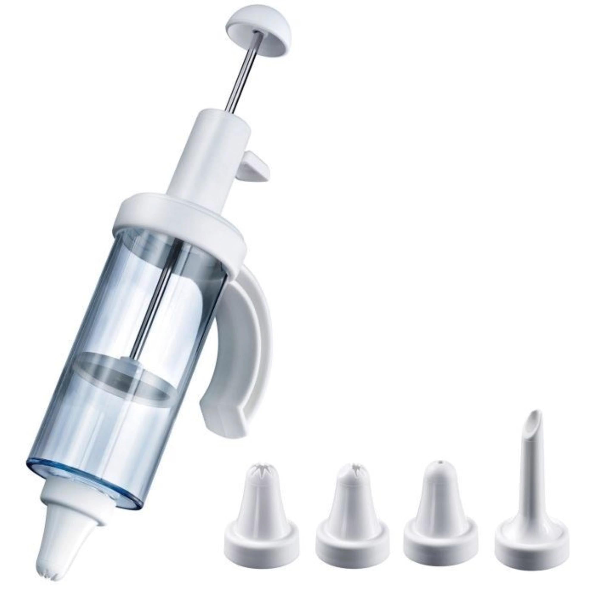 Entdecken Sie die Garnier- und Krapfenspritze von Westmark (22x9.5x5.5 cm) – das ideale Werkzeug für präzises Dekorieren und Füllen in der Backstube!