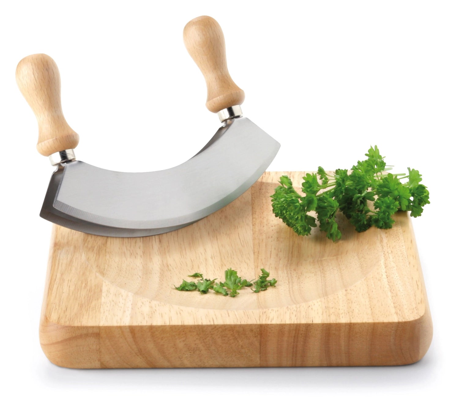 Entdecken Sie das quadratische Wiegemesserbrett aus geöltem Gummibaum von Continenta. Ideal für präzises Zerkleinern in Ihrer Küche.