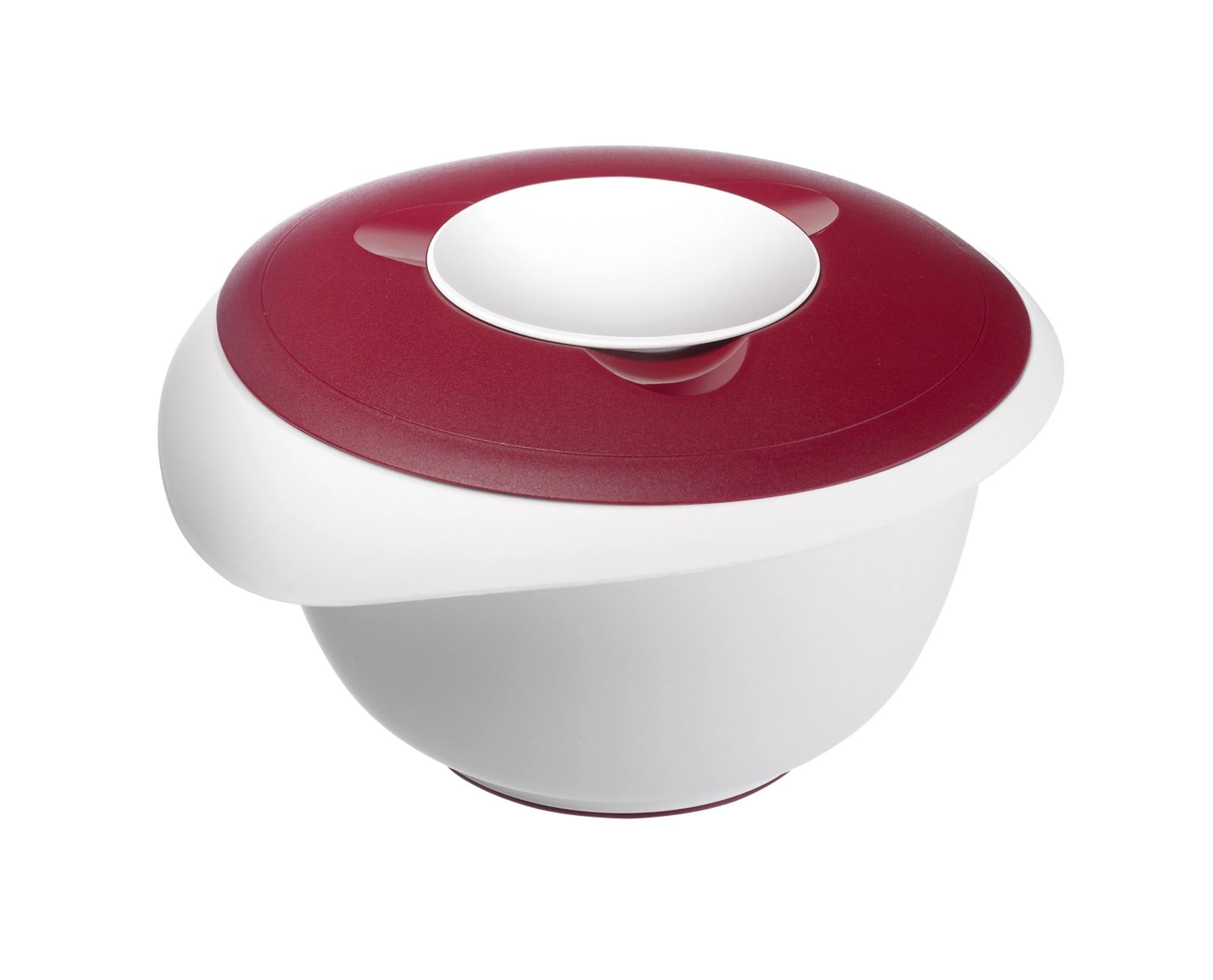 Entdecken Sie die Westmark Rührschüssel mit Spritzschutz in Rot (25x24x14cm, 2.5 lt) – ideal für sauberes Rühren und Mischen in jeder modernen Küche!