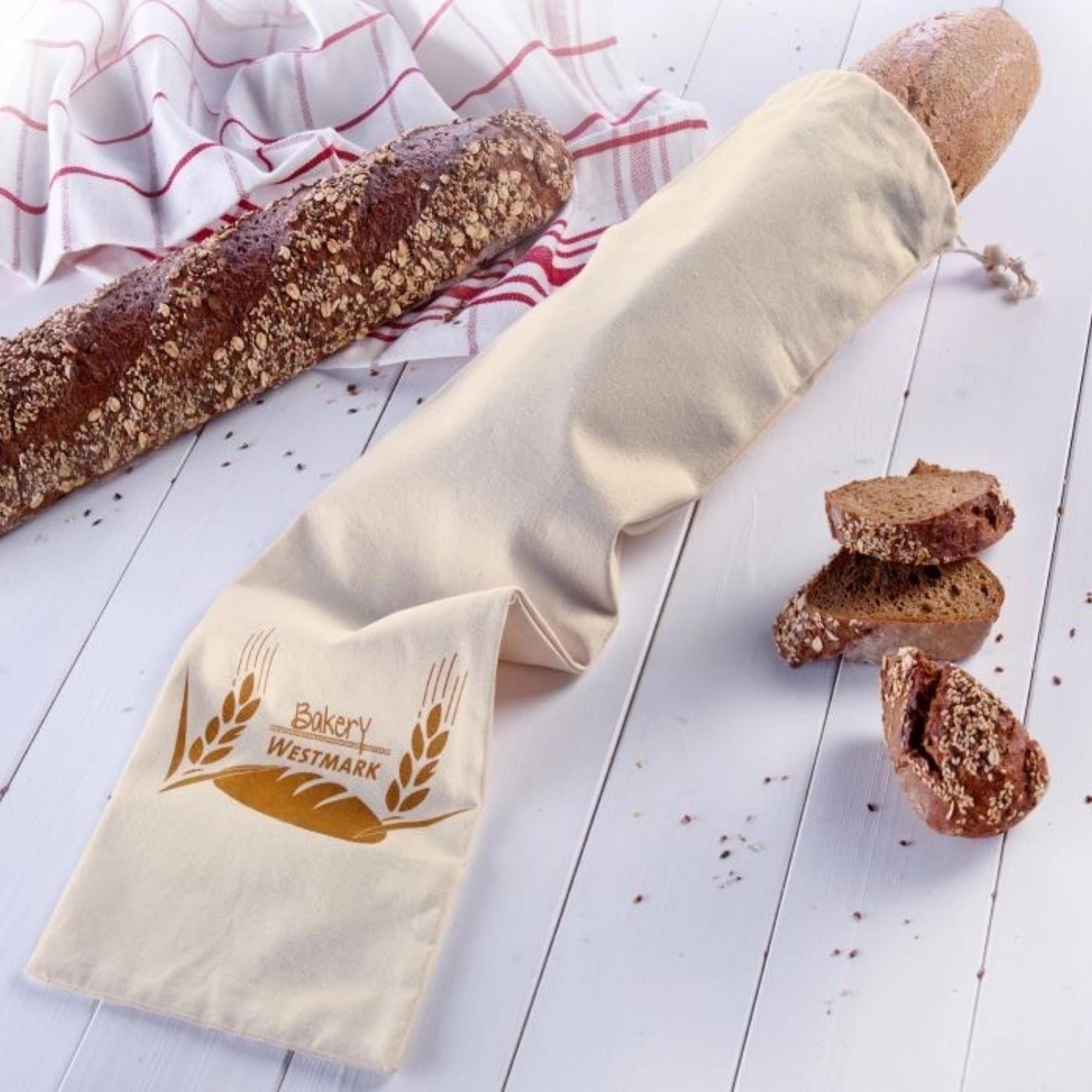 Praktischer Baguettebeutel von Westmark, ideal für die Frischhaltung und Aufbewahrung von Baguettes, nachhaltig und wiederverwendbar.