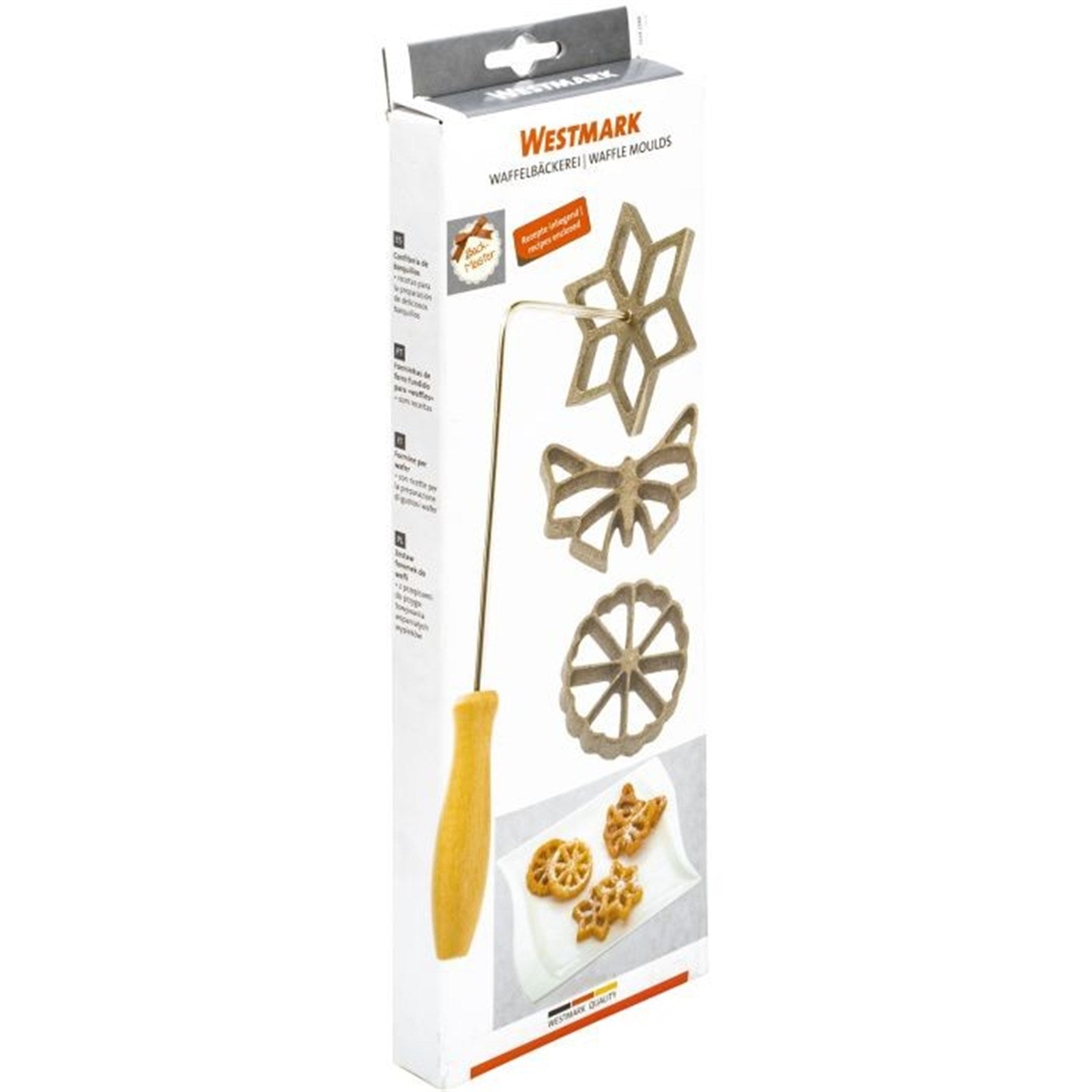 Westmark Waffelbäckerei: Backform mit 3 originellen Motiven, 26x13.5x9cm, perfekt für kreative und individuelle Waffelideen.