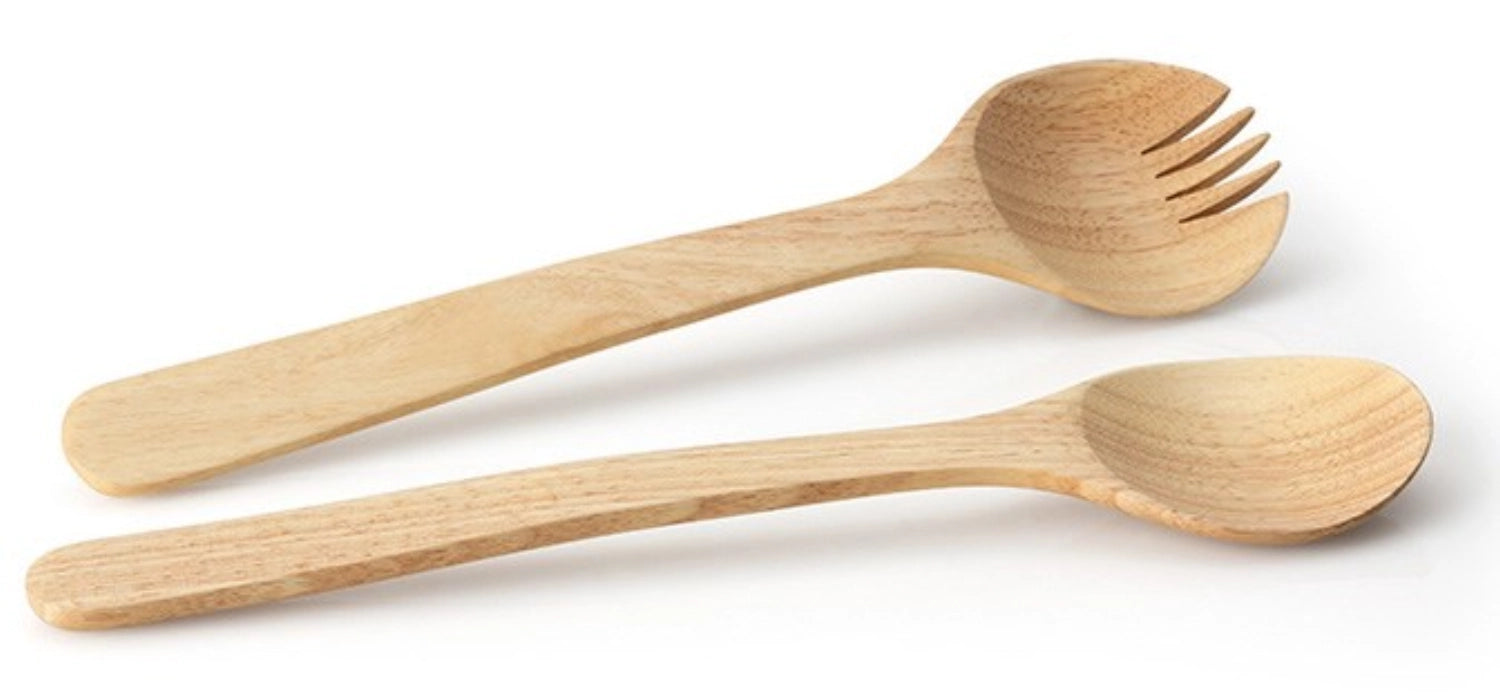 Couverts à salade en hévéa 31 cm