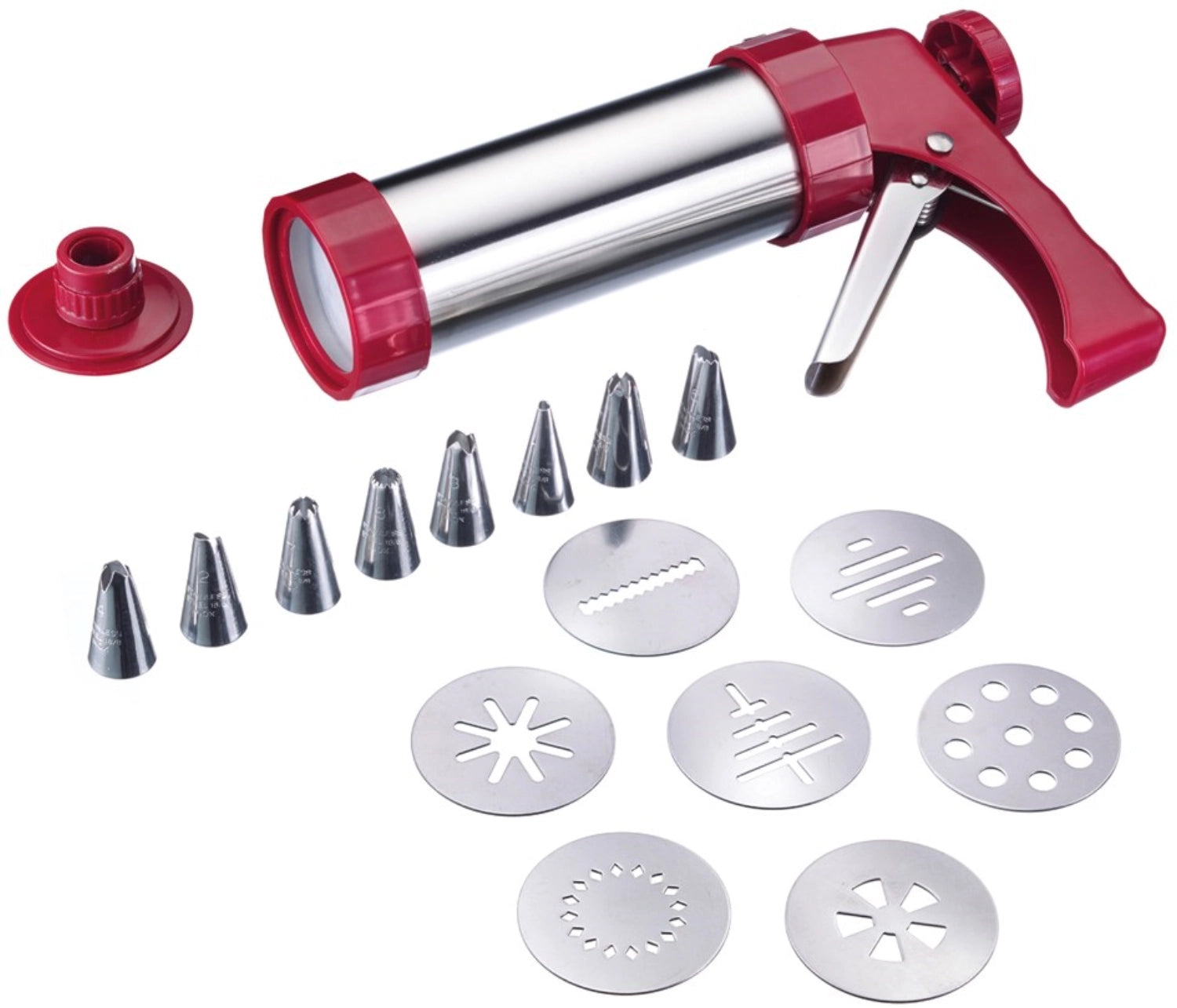 Presse à pâtisserie et seringue à garnir avec disques de moulage, douilles et publicité