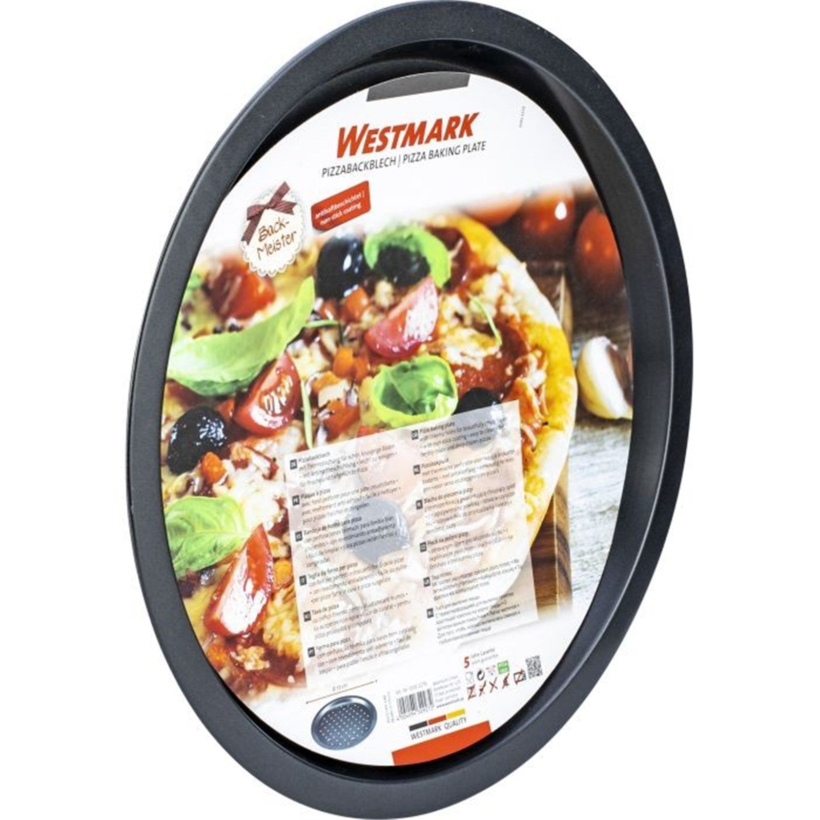 Pizzablech 33 cm von Westmark mit Antihaftbeschichtung, perfekt für knusprige Pizzen, robust und leicht zu reinigen.