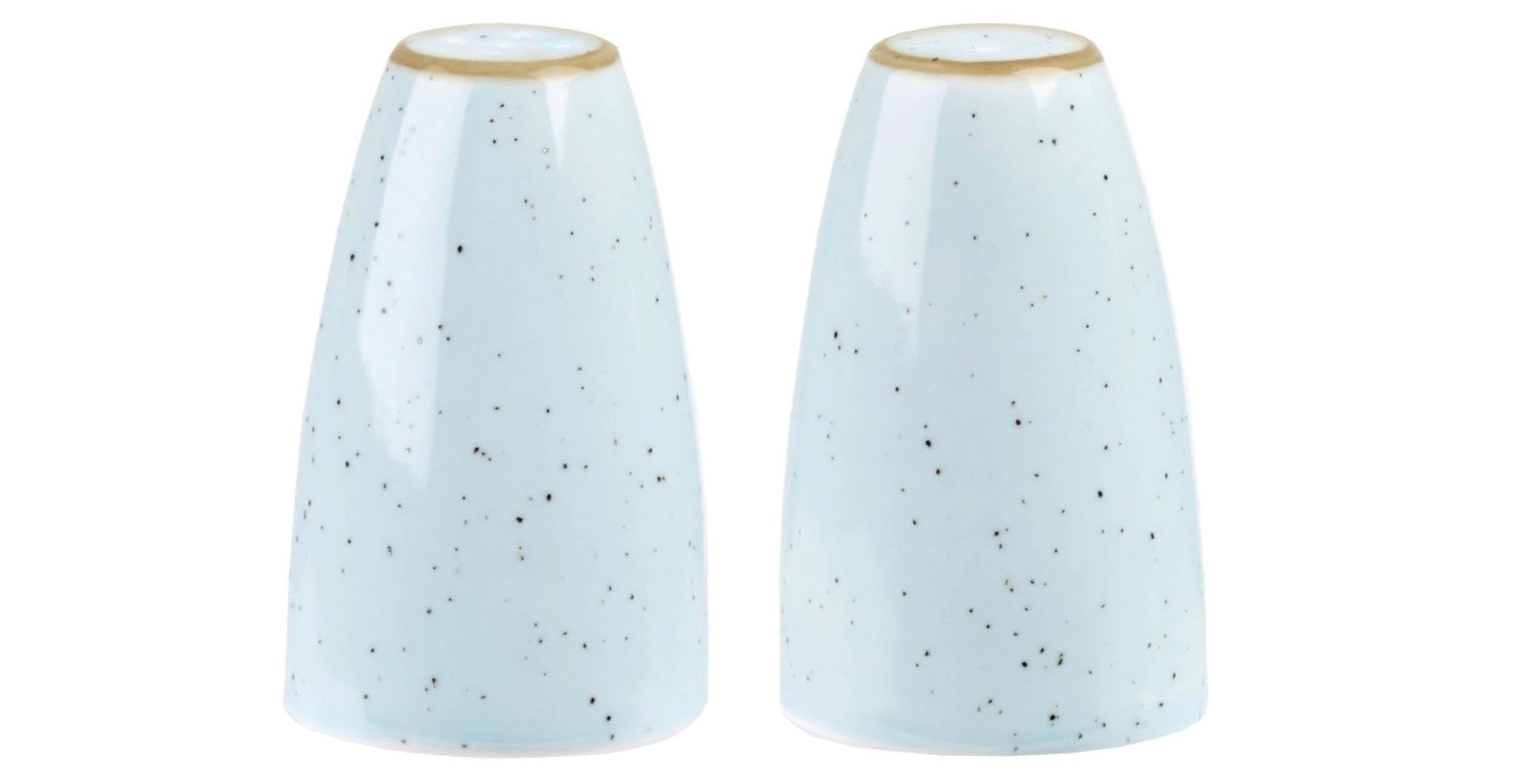 Eleganter 7cm Pfefferstreuer aus Porzellan in sanftem Blau, spülmaschinenfest, ideal für stilvolle Tischdekoration.