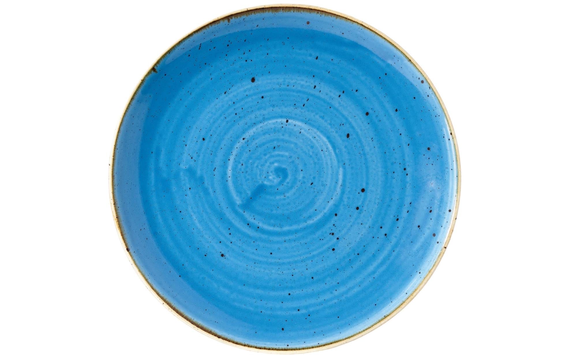 Entdecken Sie den Stonecast Cornflower Blue Coupe Teller von Churchill. Hochwertiges Porzellan, kratzfest, spülmaschinenfest, ideal für jeden Tisch.