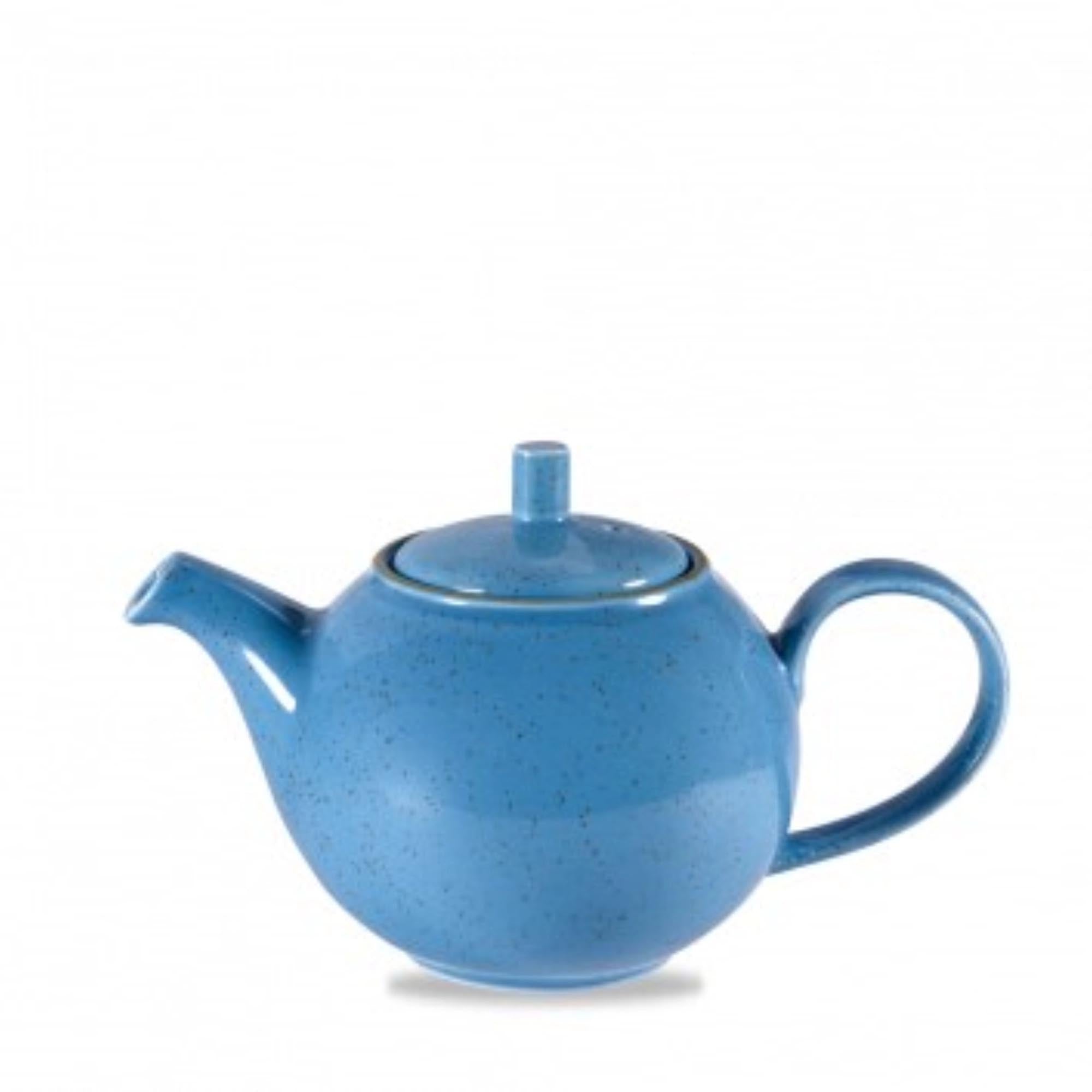 Elegante Stonecast Cornflower Blue Teekanne von Churchill: robust, kratzfest, spülmaschinengeeignet, 42,6 cl, ergonomisch, ideal für Teegenuss.