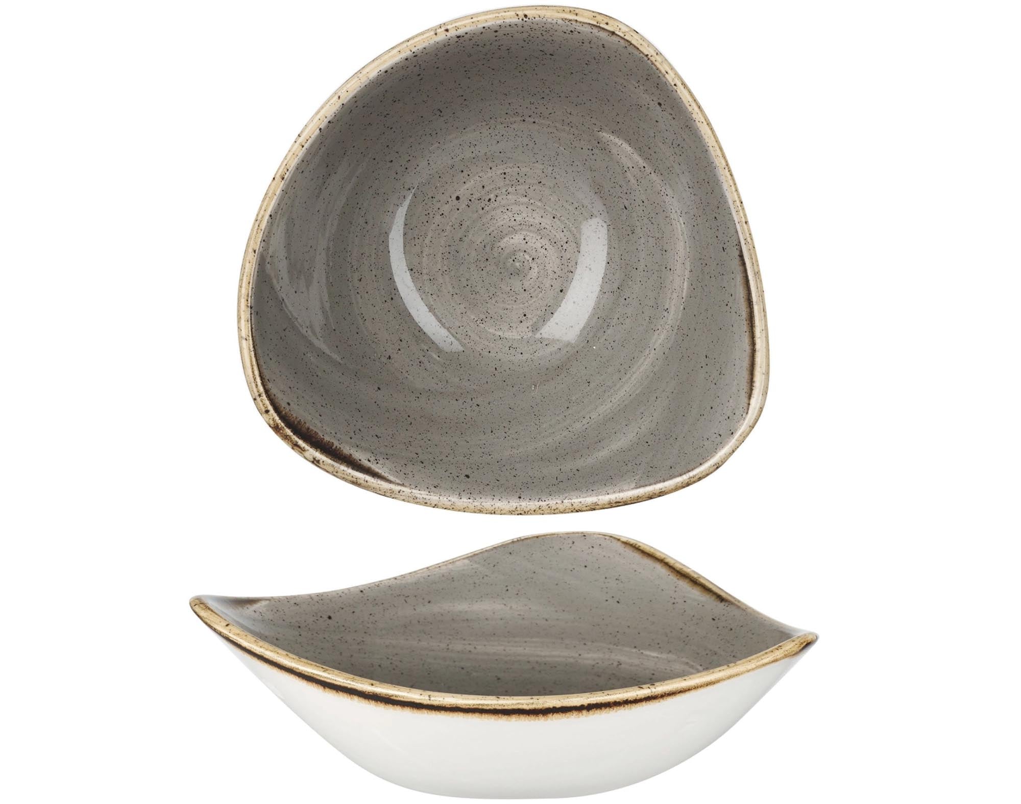 Die handbemalte Stonecast Peppercorn Grey Triangel Schüssel (15,3 cm, 26 cl) von Churchill besticht durch einzigartiges Design und langlebiges Porzellan.