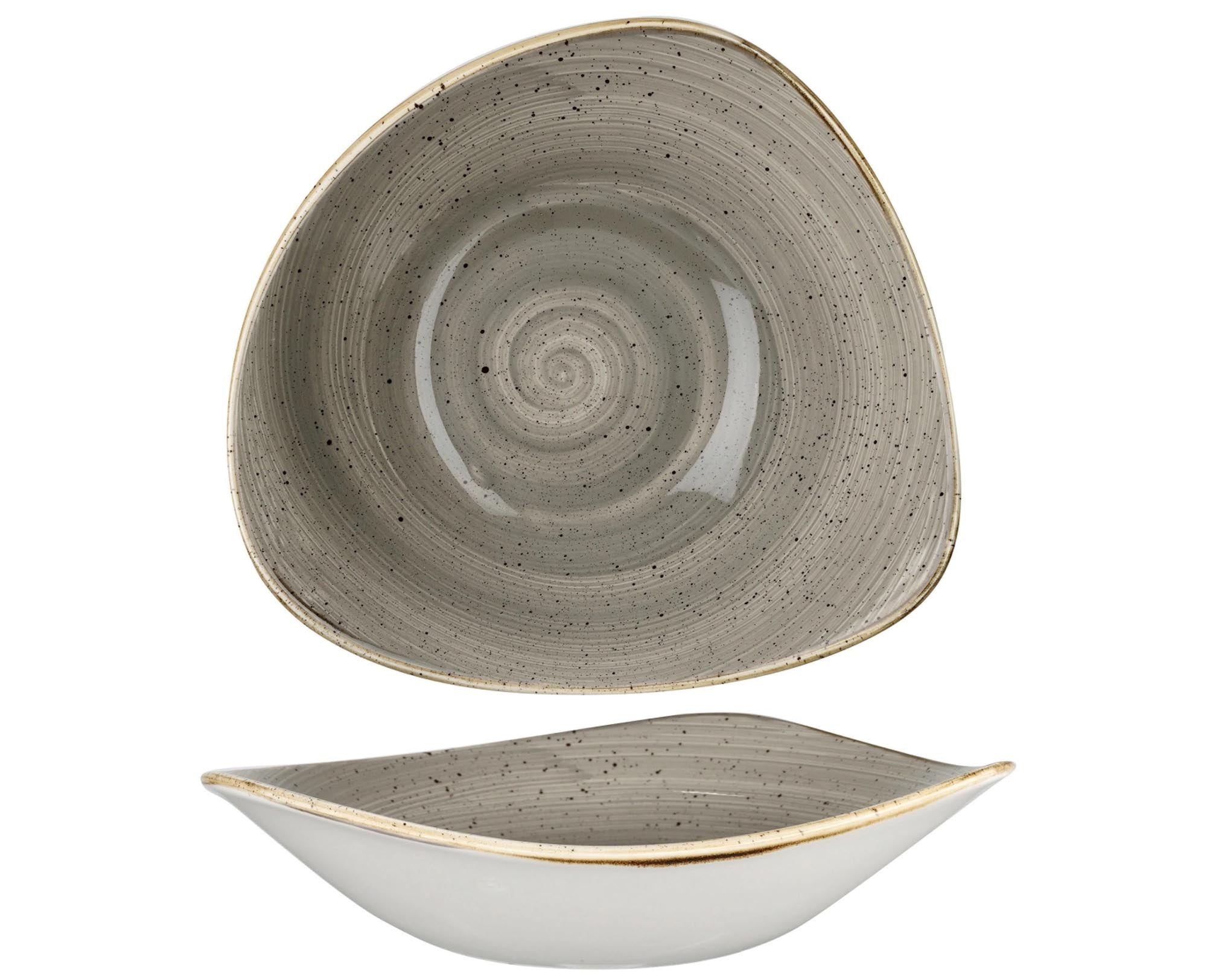 Stonecast peppercorn gray triangle plate deep 18.5cm
