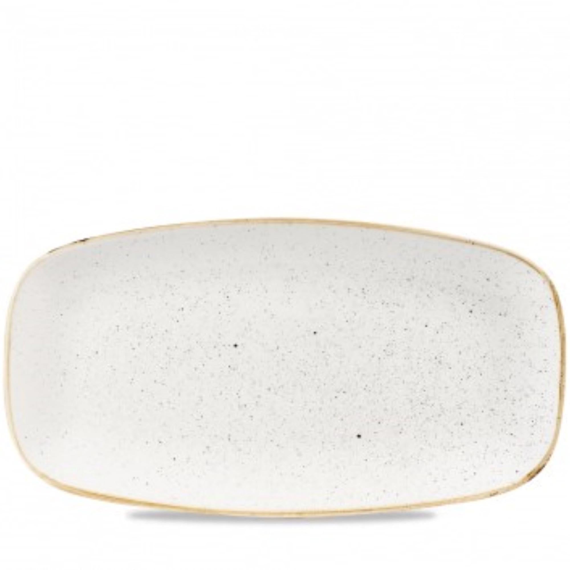 Elegante, robuste Stonecast Barley White Platte 35,5x18,9cm von Churchill: ideal für Vorspeisen, Hauptgerichte, Desserts.