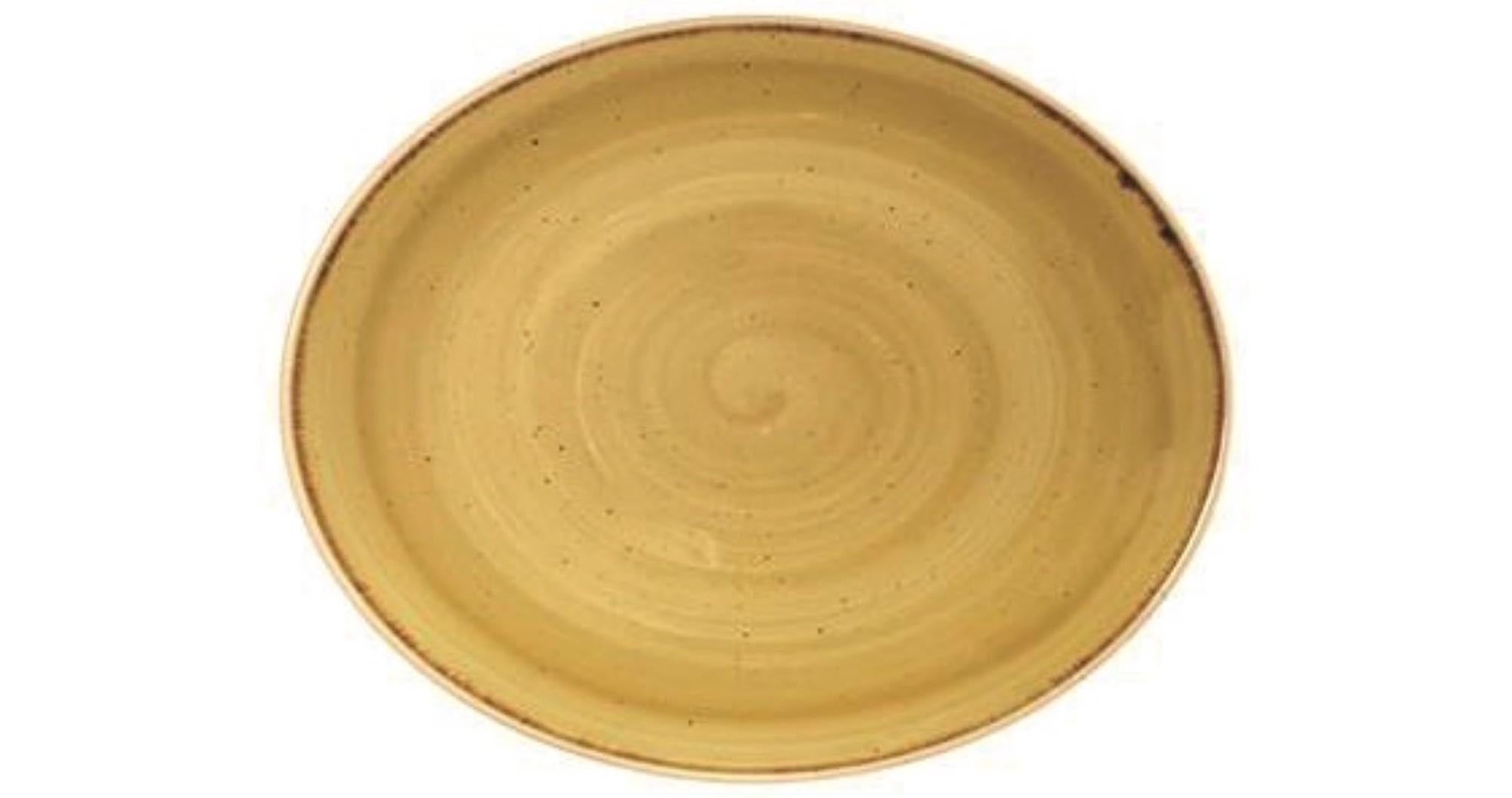 Stonecast Mustard Yellow Platte Oval 19x16cm
