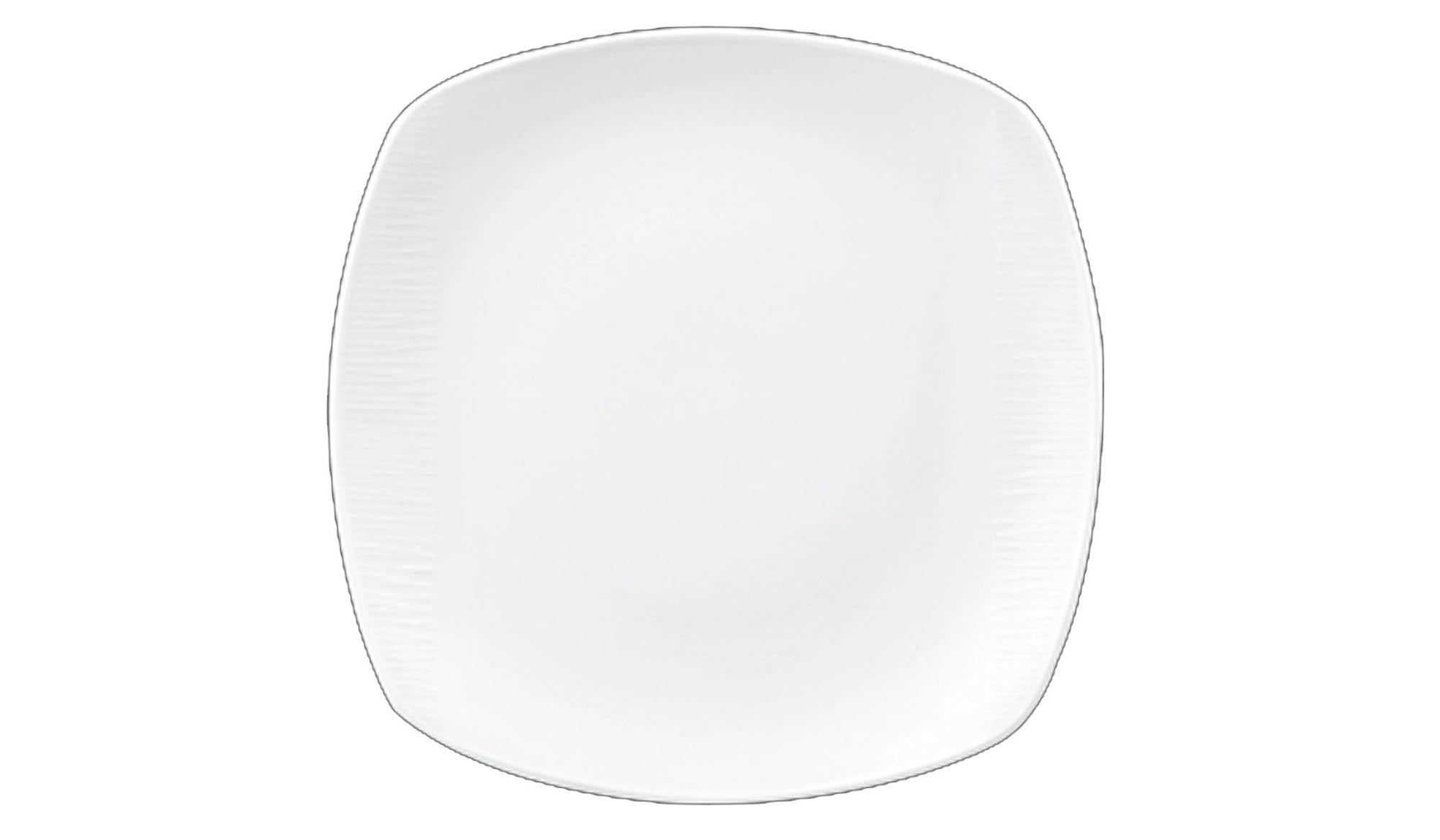 Elegante, quadratische Teller (25.5x25.5cm) aus umweltfreundlichem Porzellan mit Bambusfasern, ideal für stilvolle Präsentationen.