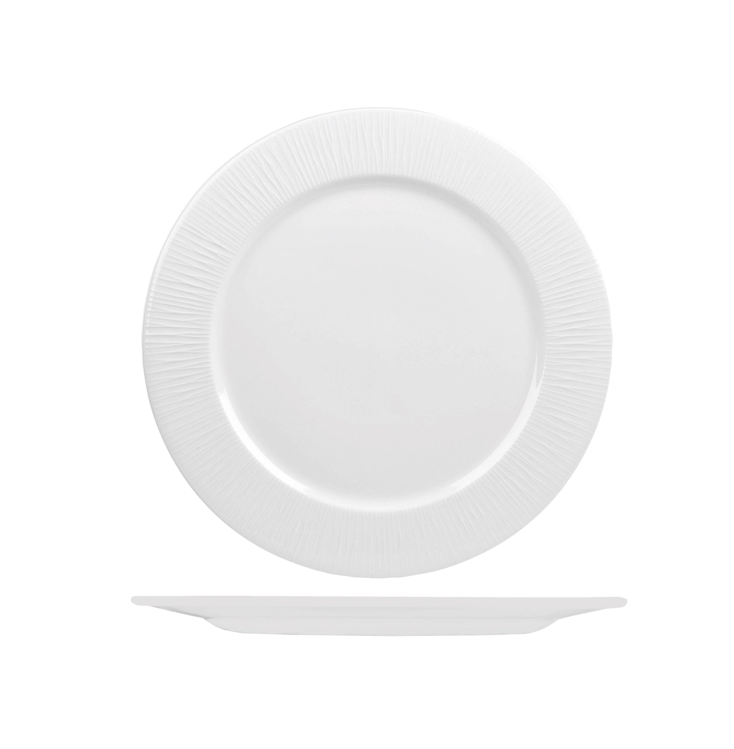 Flacher, schmaler Teller aus der Bamboo White Serie von Churchill, 30,5 cm, perfekt für ansprechende Tischdekorationen und besondere Anlässe.