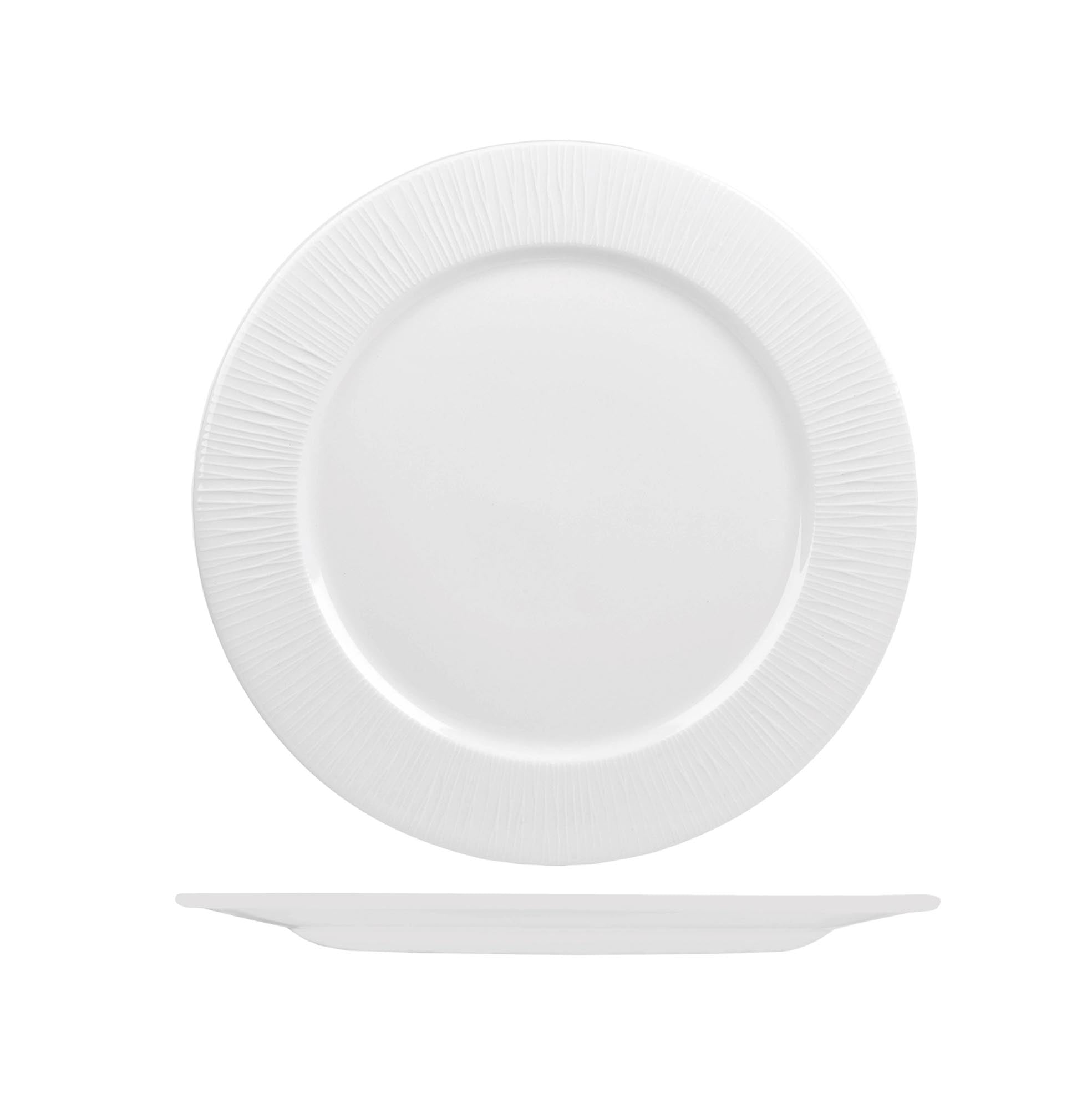 Eleganter Bamboo White Teller von Churchill, 23.4 cm, aus robustem Porzellan, ideal für stilvolle Anlässe und den Alltag.