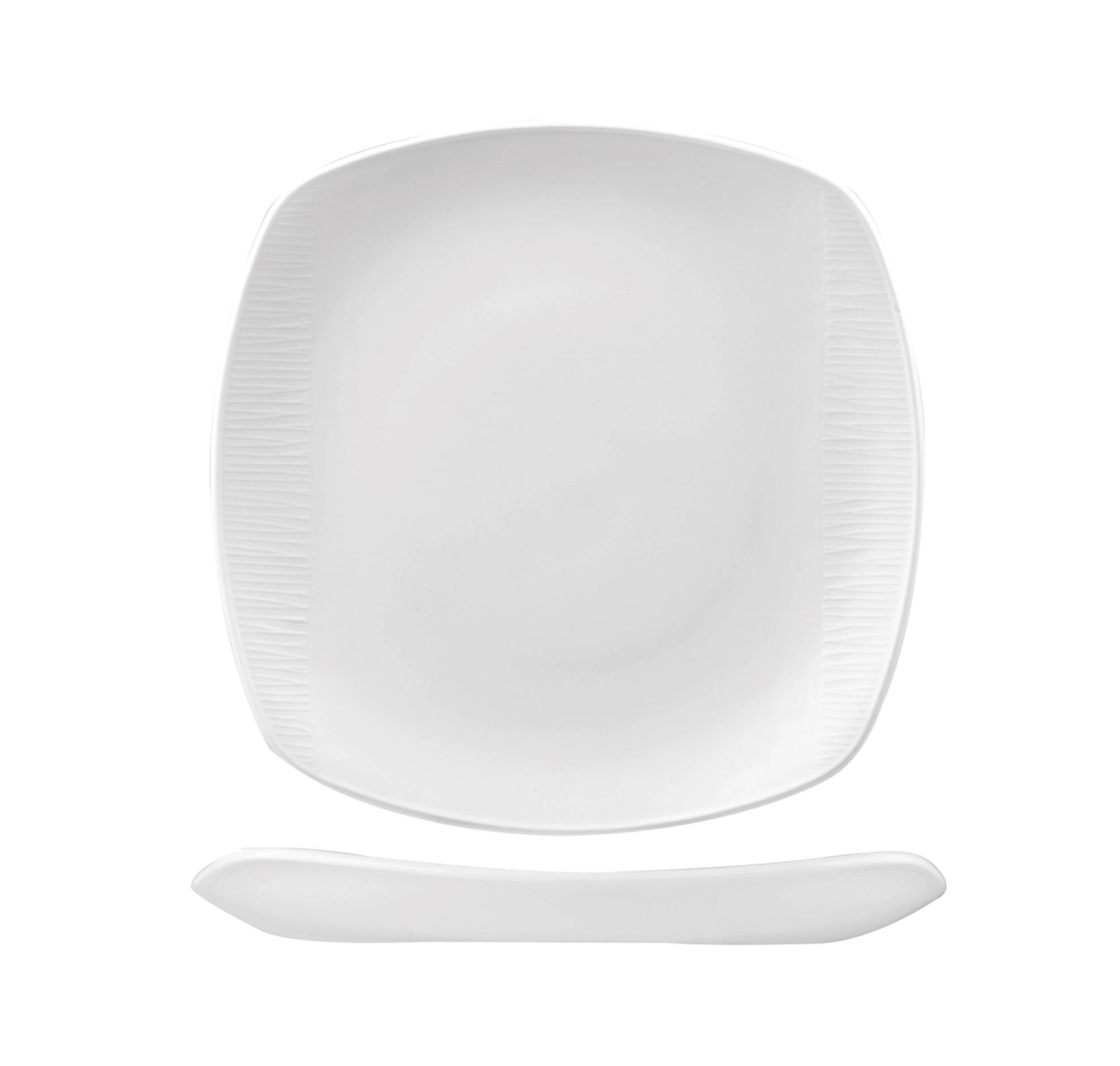 Quadratischer Bamboo White Teller 17x17cm von Churchill: stilvoll, langlebig, spülmaschinenfest, ideal für Vorspeisen und Desserts.