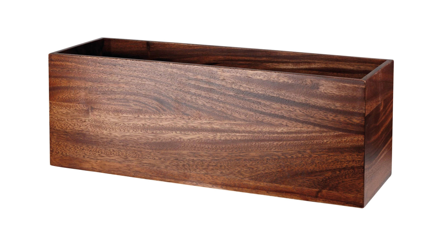 Rechteckiger Brotkorb aus Akazienholz, 38x12cm, H10cm, ideal für die ansprechende Präsentation von Brot und Backwaren in der Küche.