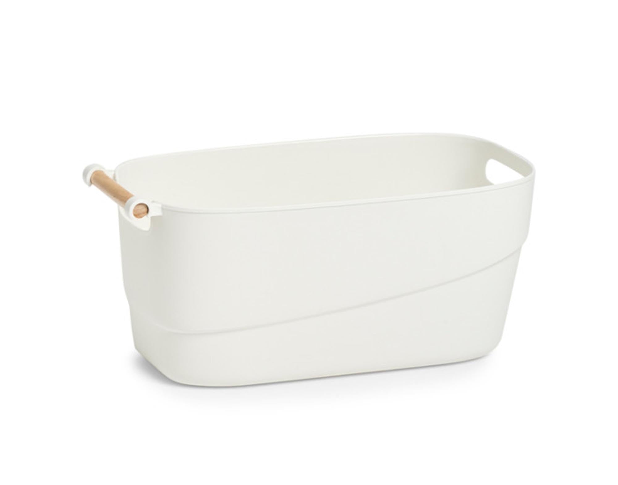 ZELLER Aufbewahrungskorb aus Kunststoff in Holzoptik (40x21.5x18 cm) für stilvolle Organisation. Ideal für Spielzeug, Kleidung und mehr.