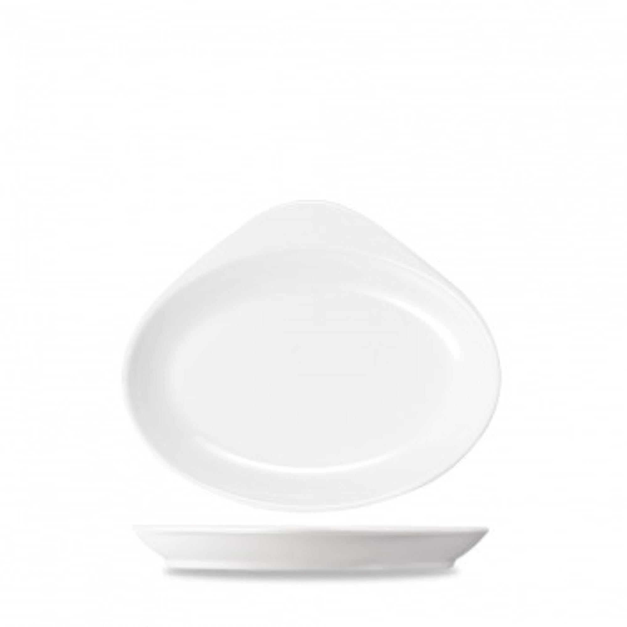 Elegante ovale Porzellanplatte (16,2 cm, 20,6 cl) für Vorspeisen, kratzfest, spülmaschinenfest, ideal für Gastronomie.