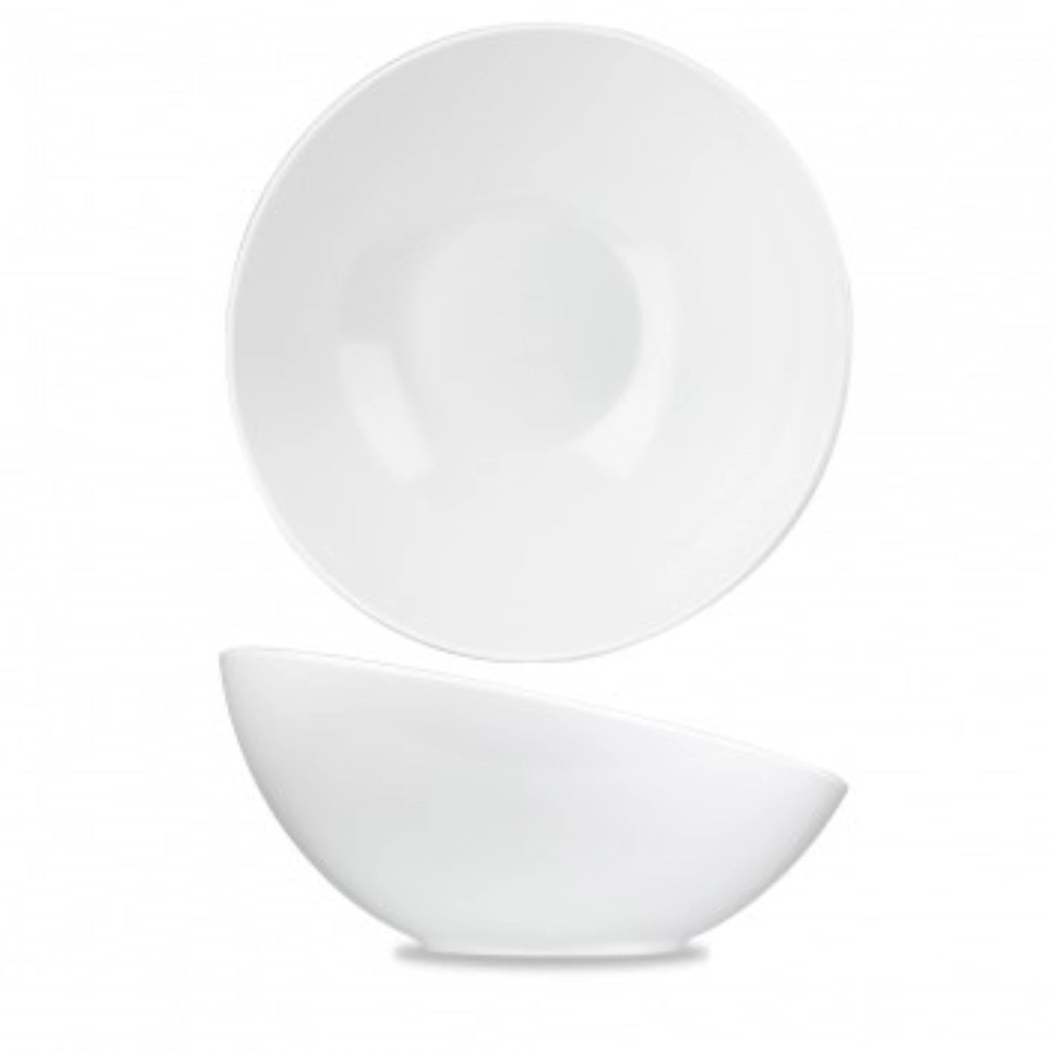 Moderne, geneigte Buffet Schüssel aus Melamin in Weiß, 33x15.5 cm, perfekt für stilvolle Salatpräsentationen und festliche Anlässe.