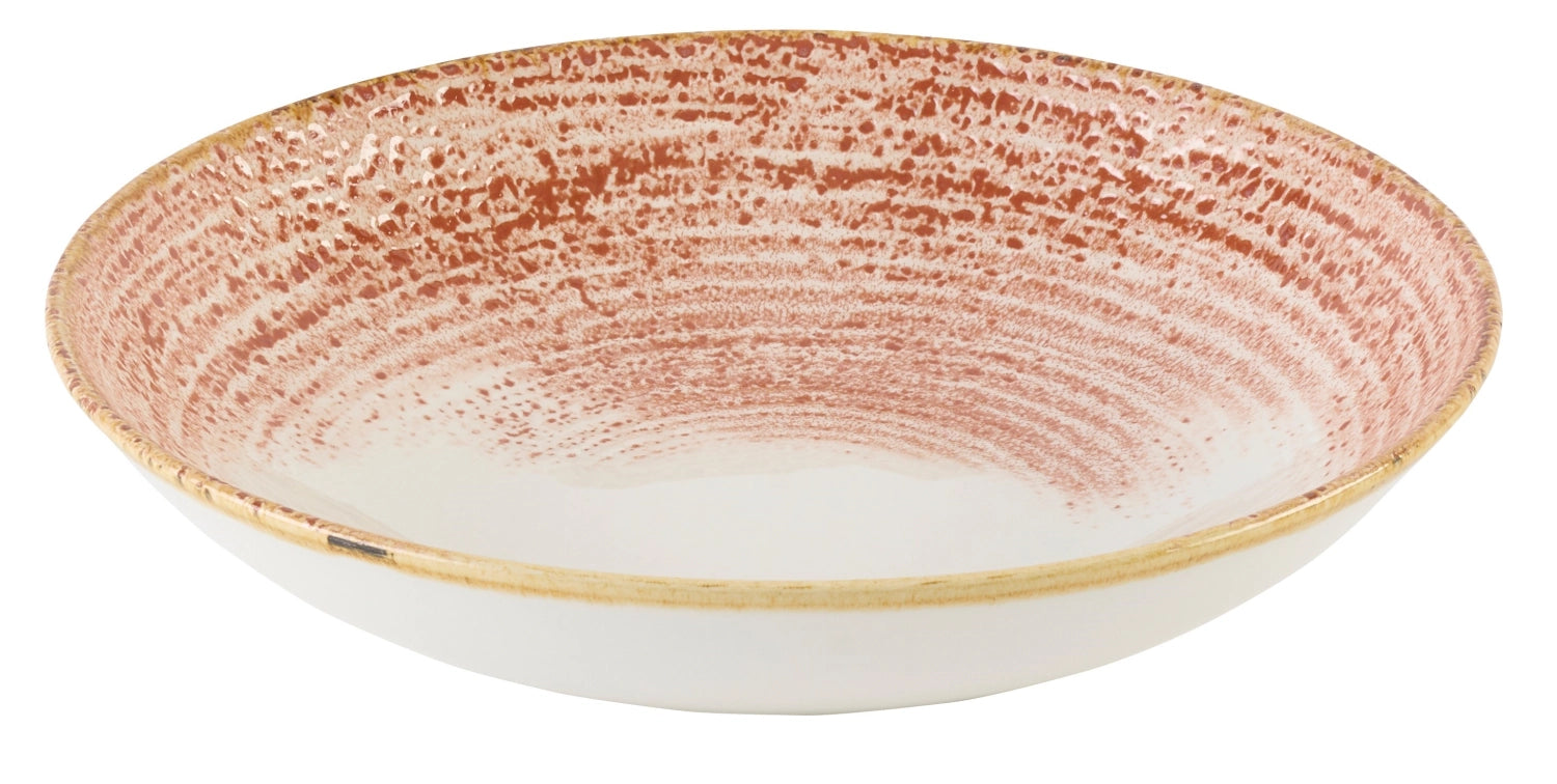 S.P. Homespun Accents Coral tiefes Coupe-Teller von Churchill, 24.8 cm, in warmem Korallenton, ideal für stilvolle Tischdekoration.