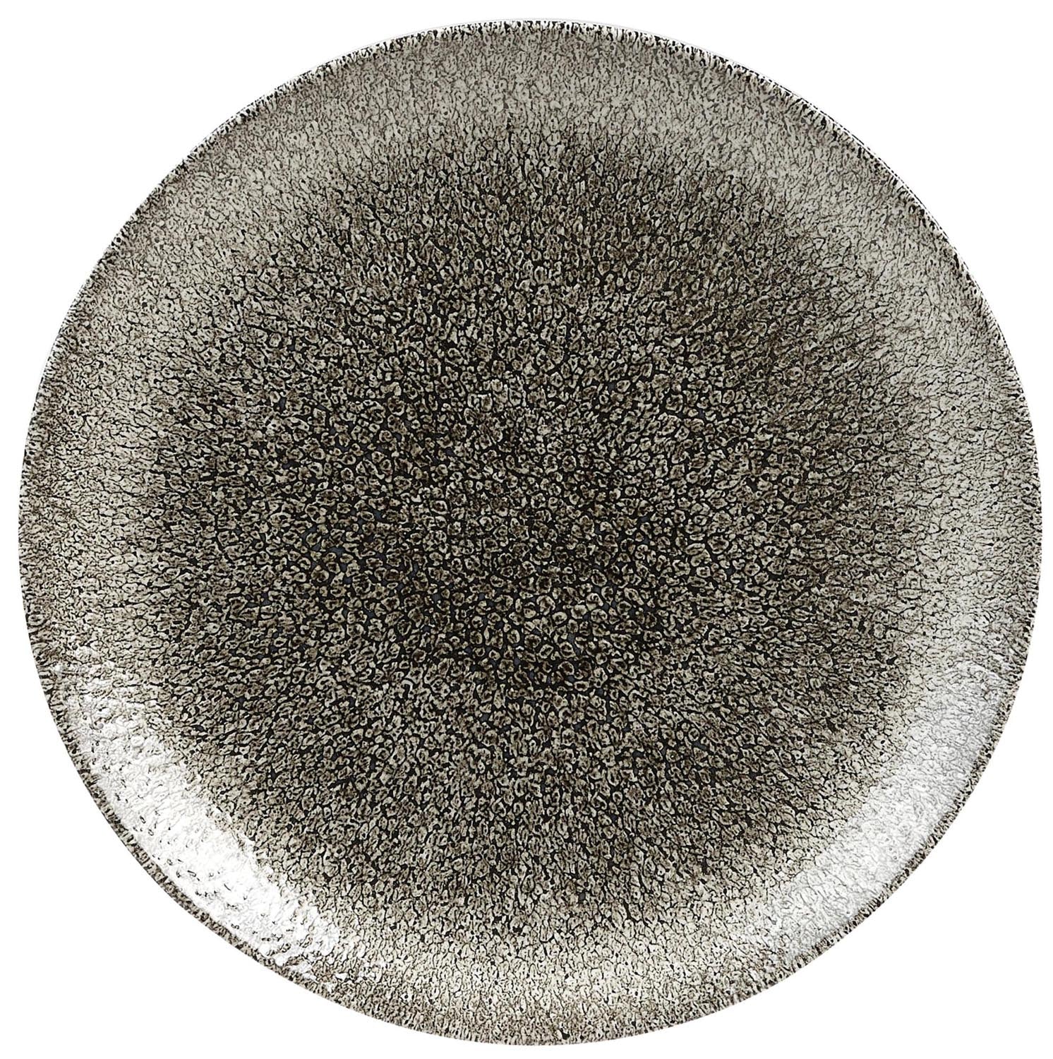 Eleganter 16.5cm Raku Quartz Black Teller aus Porzellan, ideal für Vorspeisen. Robust, spülmaschinenfest, mikrowellengeeignet.