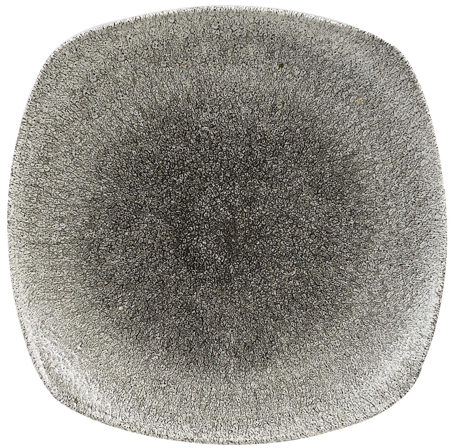 Entdecken Sie den eleganten S.P. Raku Quartz Black Teller von Churchill. Quadratisch, flach, 25,2 cm, aus robustem Porzellan, mikrowellen- und spülmaschinenfest.