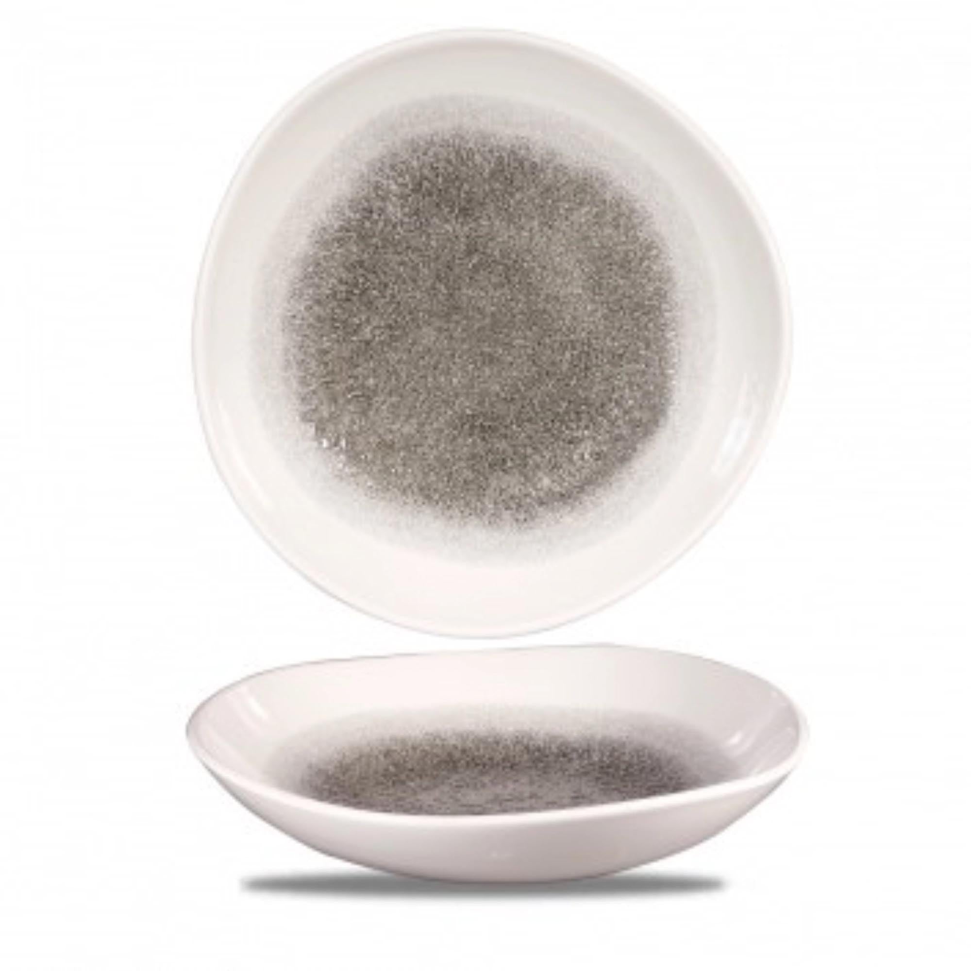 S.PAssiette creuse en quartz Raku noir organique 25,3 cm