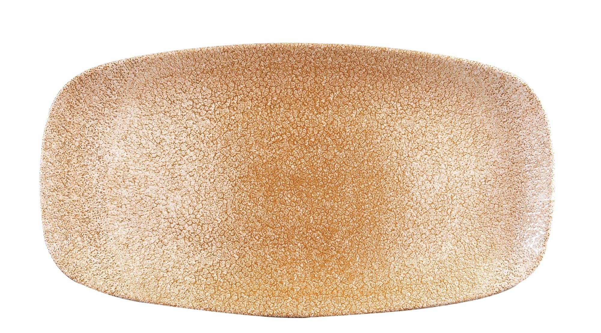 Die S.P. Raku Garnet Orange Platte von Churchill: langlebiges Porzellan, lebendige Farbe, 35.5x18.9cm, spülmaschinenfest.