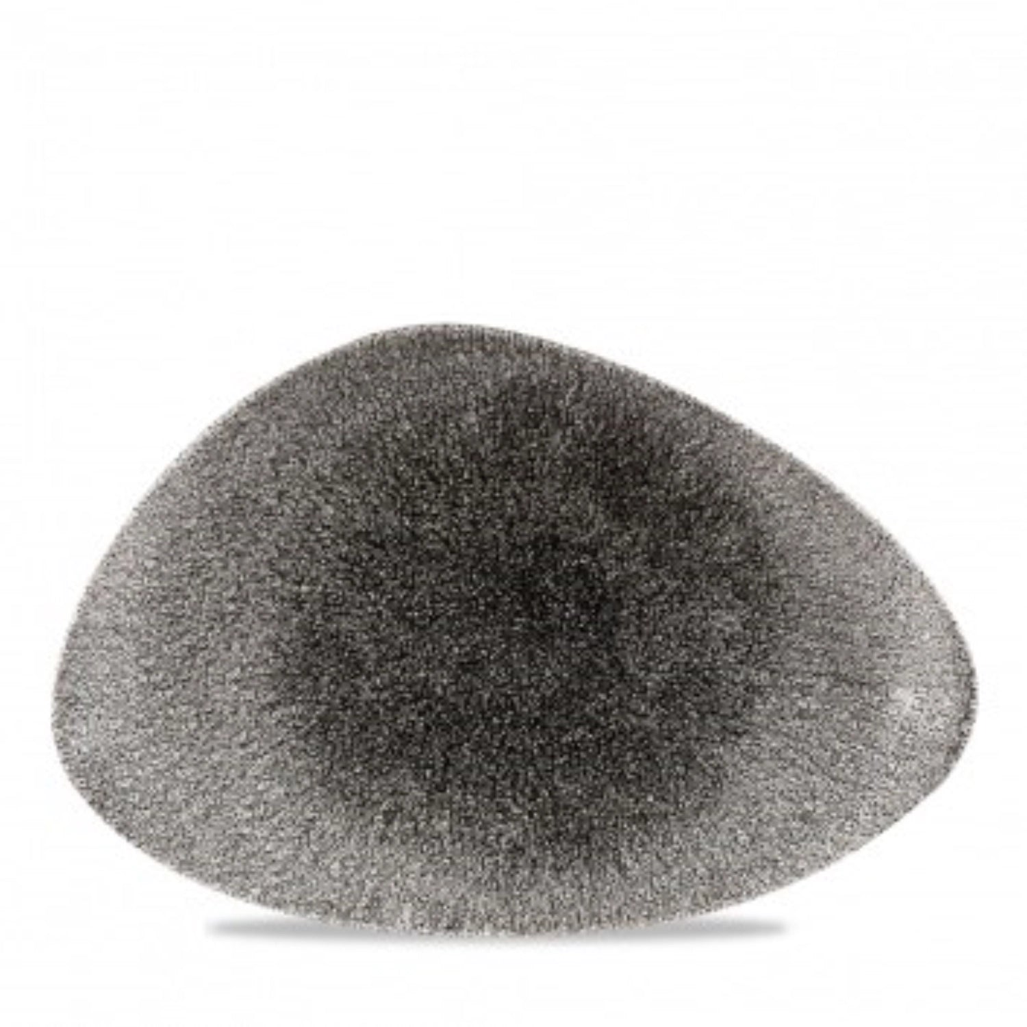 S.PAssiette triangulaire noire en quartz Raku 30 x 20 cm