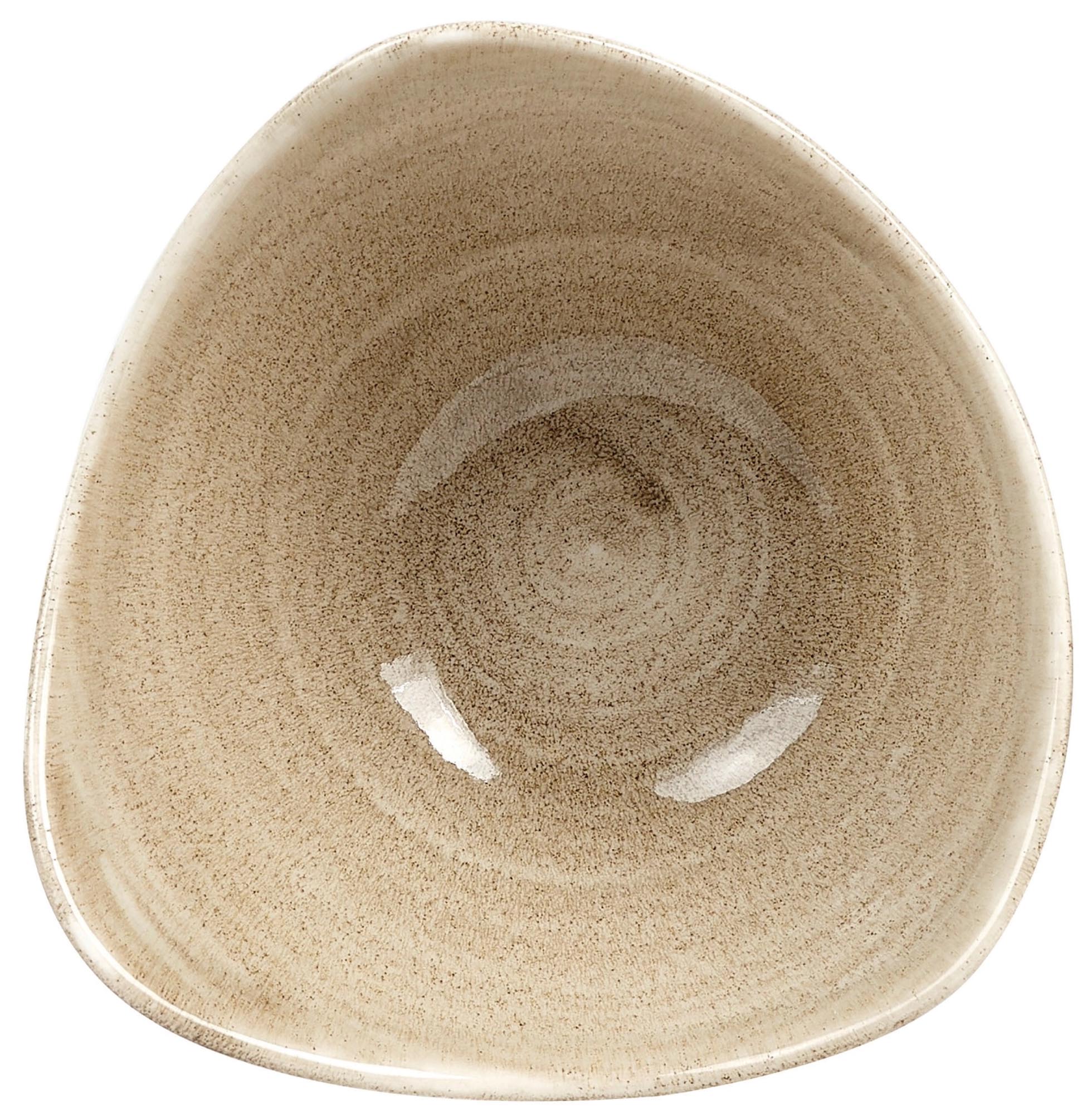 Entdecken Sie die Stonecast Patina Antique Taupe Triangel Schüssel (15,3 cm) von Churchill – robust, stilvoll und perfekt für Beilagen, Snacks und Desserts.