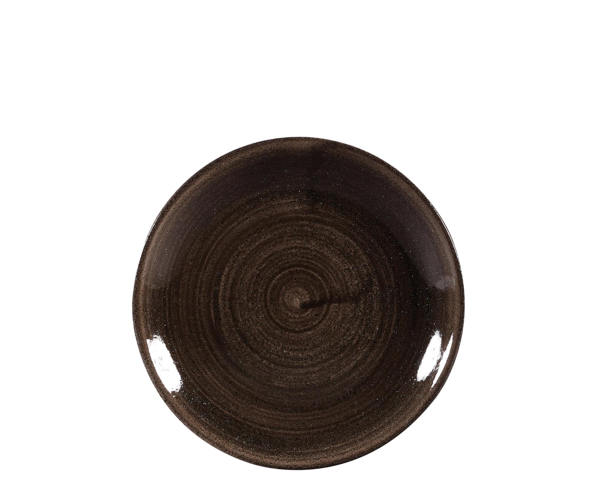 Der Stonecast Patina Iron Black Teller vereint rustikale Eleganz und moderne Ästhetik, ideal für stilvolle Präsentationen.