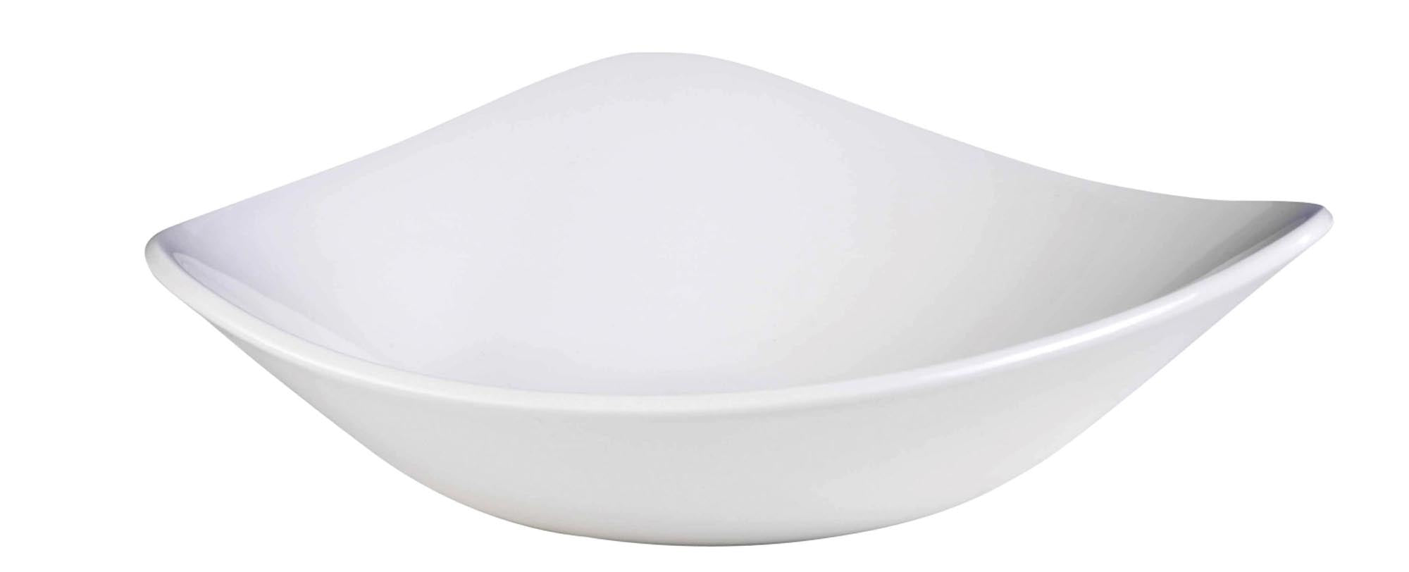 Eleganter, dreieckiger Porzellanteller (23,5 cm) von Churchill, ideal für Suppen, Pasta und Salate. Robust, spülmaschinenfest.