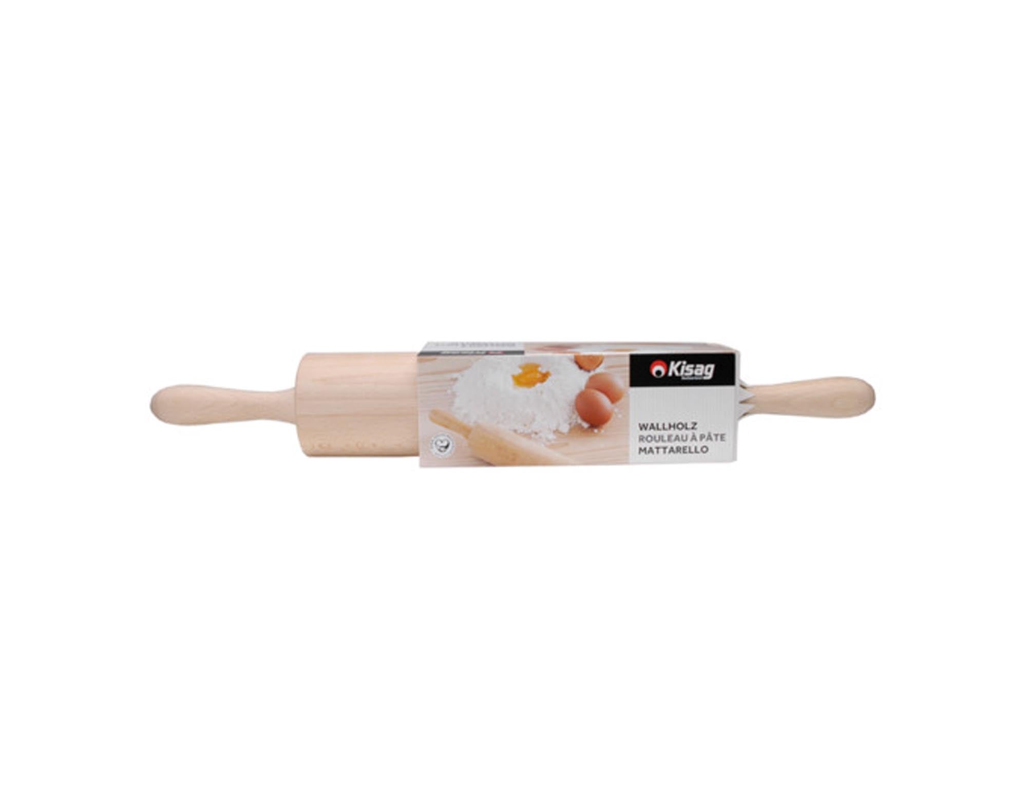 Entdecken Sie den KISAG Teigroller Holz 43 cm – robust, ergonomisch und ideal für Pizza, Plätzchen und Tartes. Perfekt für Hobbybäcker und Profis!