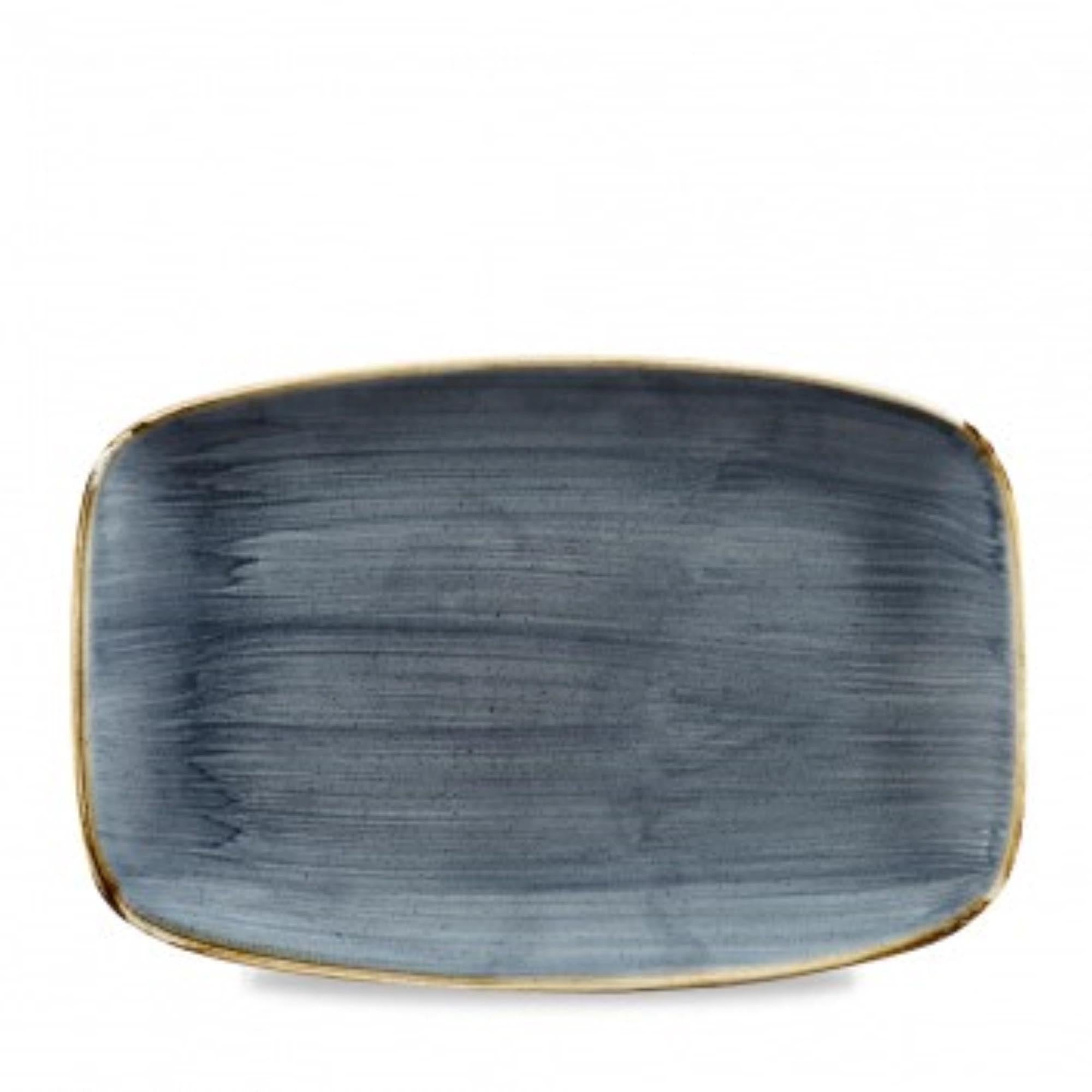 Elegante, blaue Porzellanplatte (30x19.9cm) von Churchill, ideal für Vorspeisen, Hauptgerichte und Desserts.