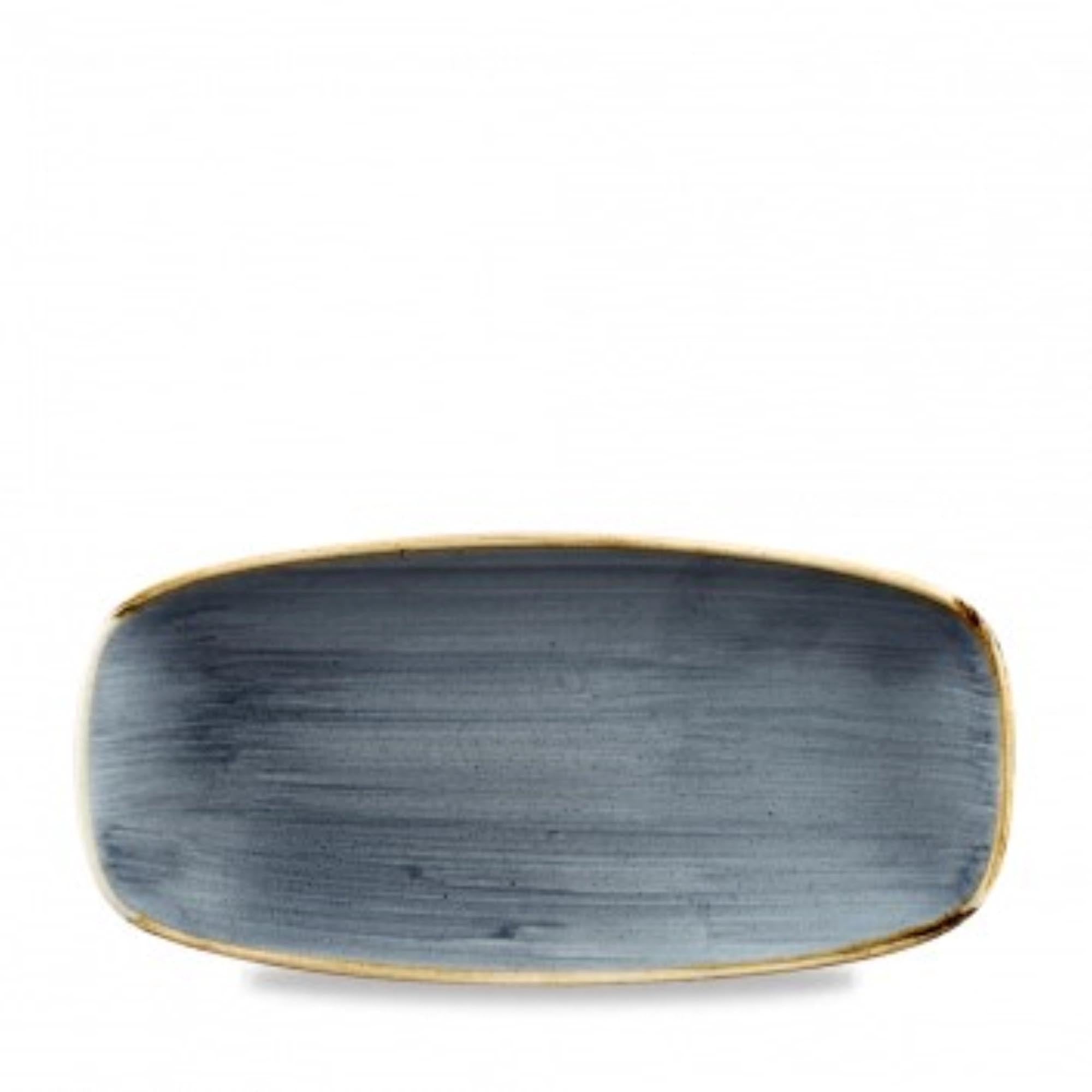 Elegante, handgefertigte Stonecast Blueberry Platte (26.9x12.7cm) aus robustem Porzellan, ideal für Vorspeisen und Desserts.