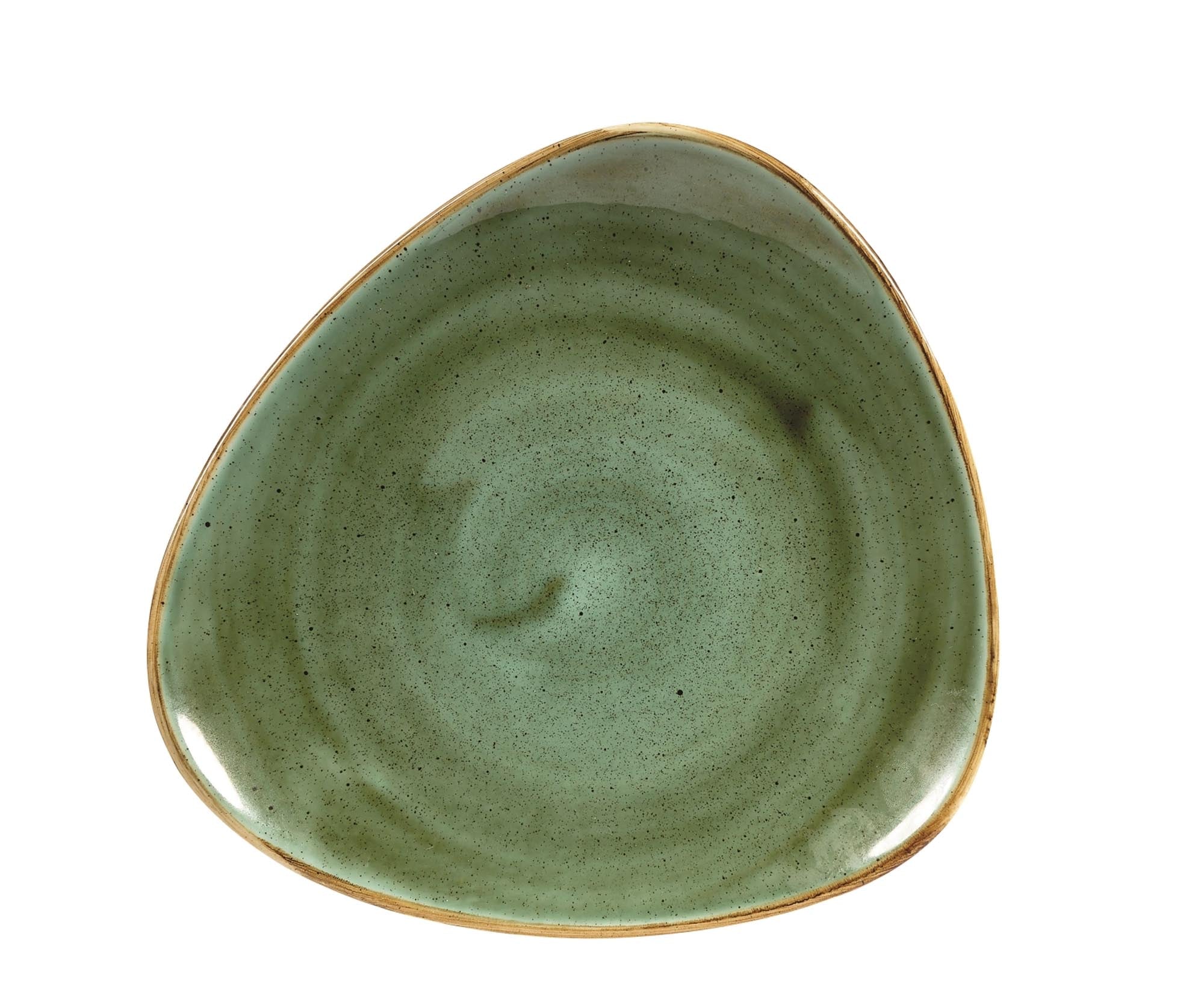 Der handgefertigte Stonecast Samphire Green Triangel Teller (19,2 cm) von Churchill besticht durch seine einzigartige Form und frische Farbgebung.