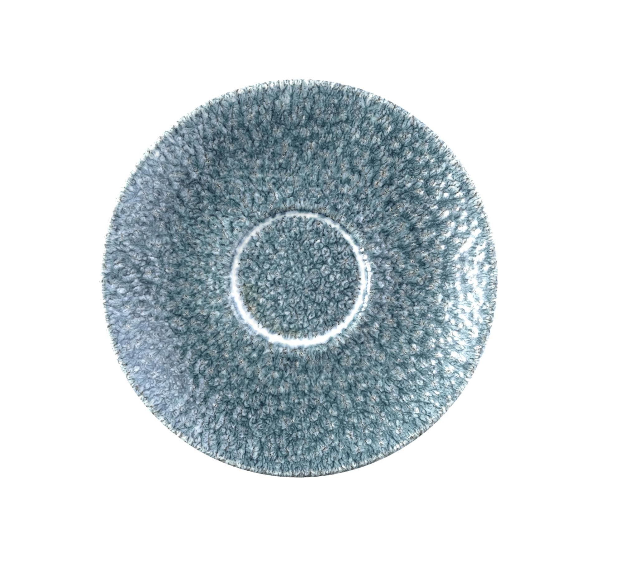 Elegante S.P. Raku Topaz Blue Untertasse aus robustem Porzellan, ideal für Tassen, spülmaschinenfest, zeitloses Design.