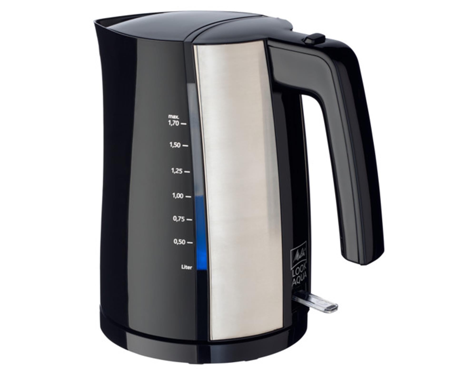 Entdecken Sie den MELITTA Wasserkocher Look Aqua: modernes Design, 1,7 l Fassungsvermögen, 2200 W Leistung, BPA-frei, sicher und langlebig.