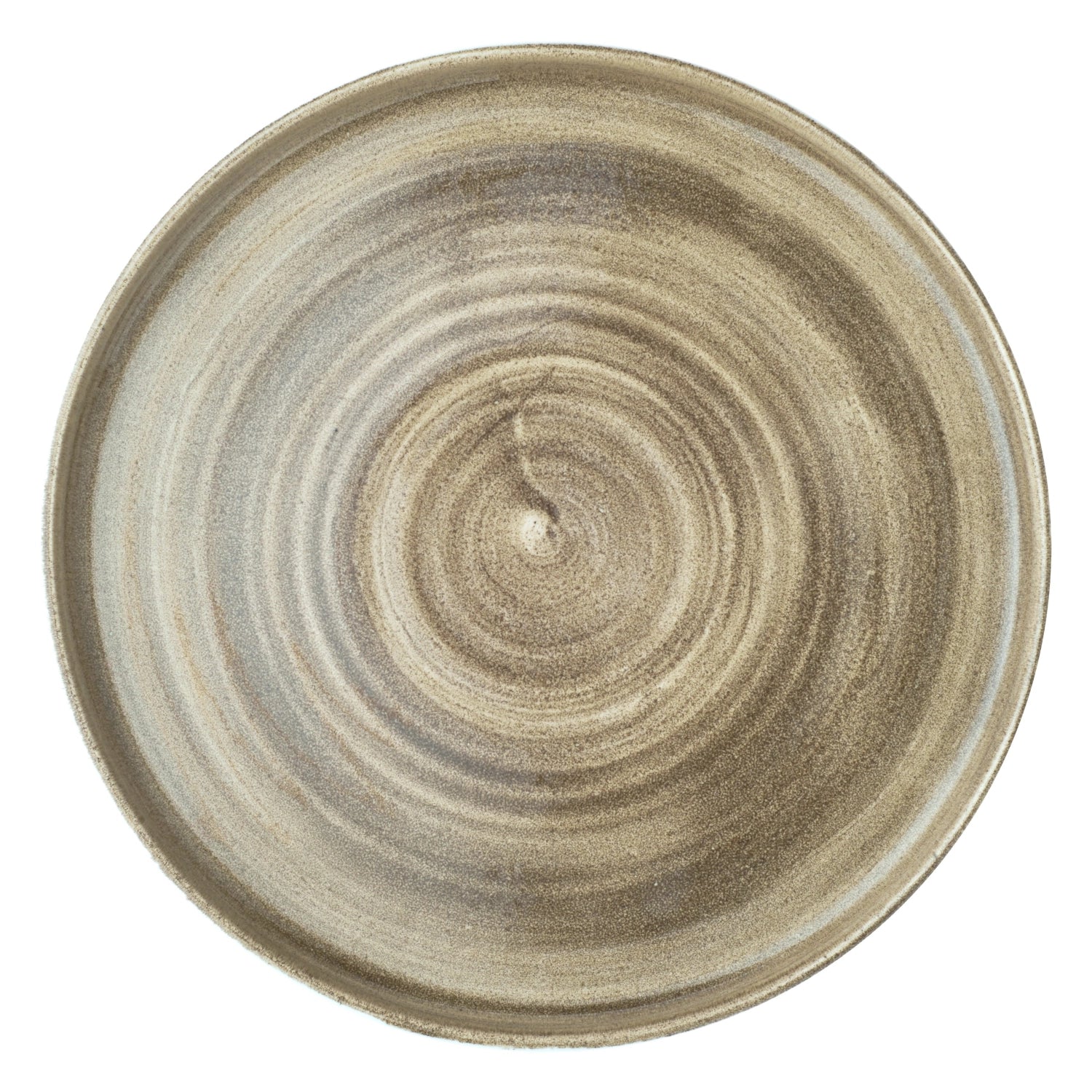 Entdecken Sie den Stonecast Patina Antique taupe Walled Teller von Churchill. Hochwertiges Porzellan, rustikale Optik, ideal für jede Gelegenheit.