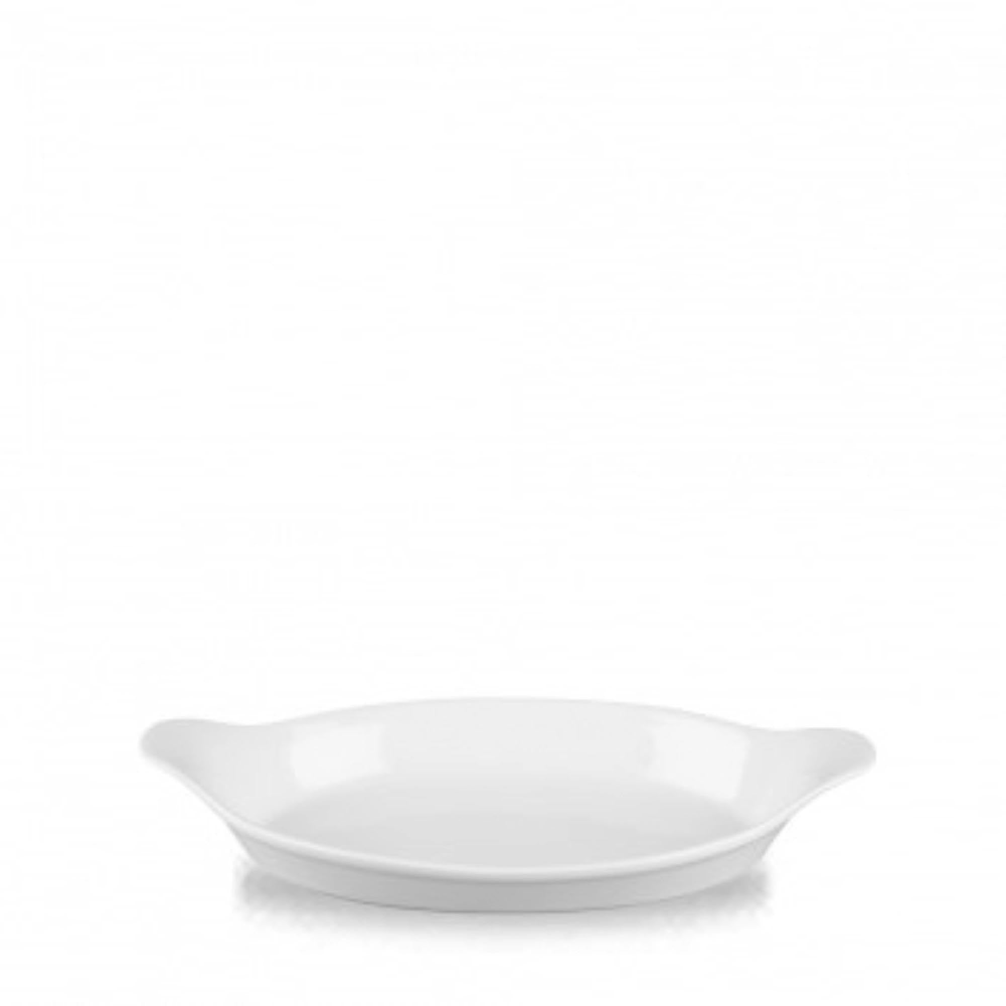 Entdecken Sie die Cookware White Medium ovale Schale mit Ohren von Churchill. Ideal für Aufläufe, Salate und Beilagen. Hitzebeständig, spülmaschinenfest und elegant.