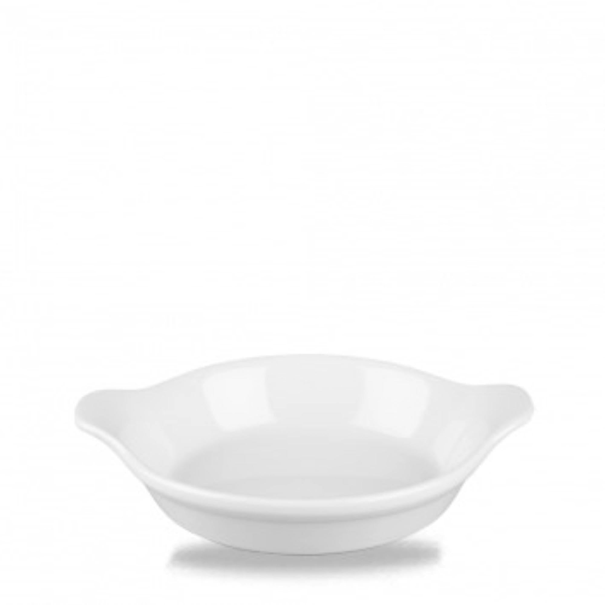 Elegante, hitzebeständige Porzellanschale von Churchill, 30cl, ideal für Beilagen und Desserts, mit praktischen Griffen.