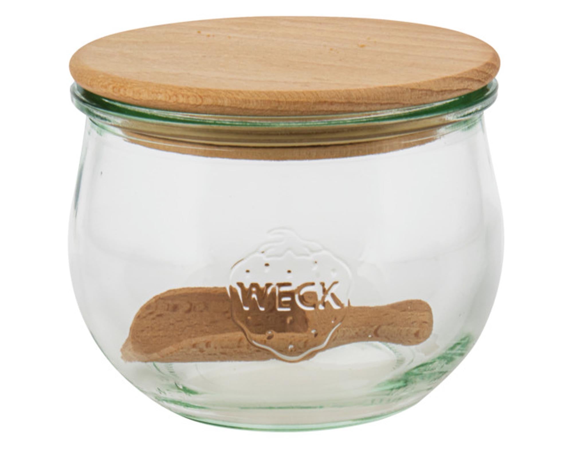 Entdecken Sie das WECK Einmachglas Tulpenform mit Holzdeckel (500 ml) – ideal für Gewürze, Snacks und mehr. Hochwertig, spülmaschinenfest und stilvoll!