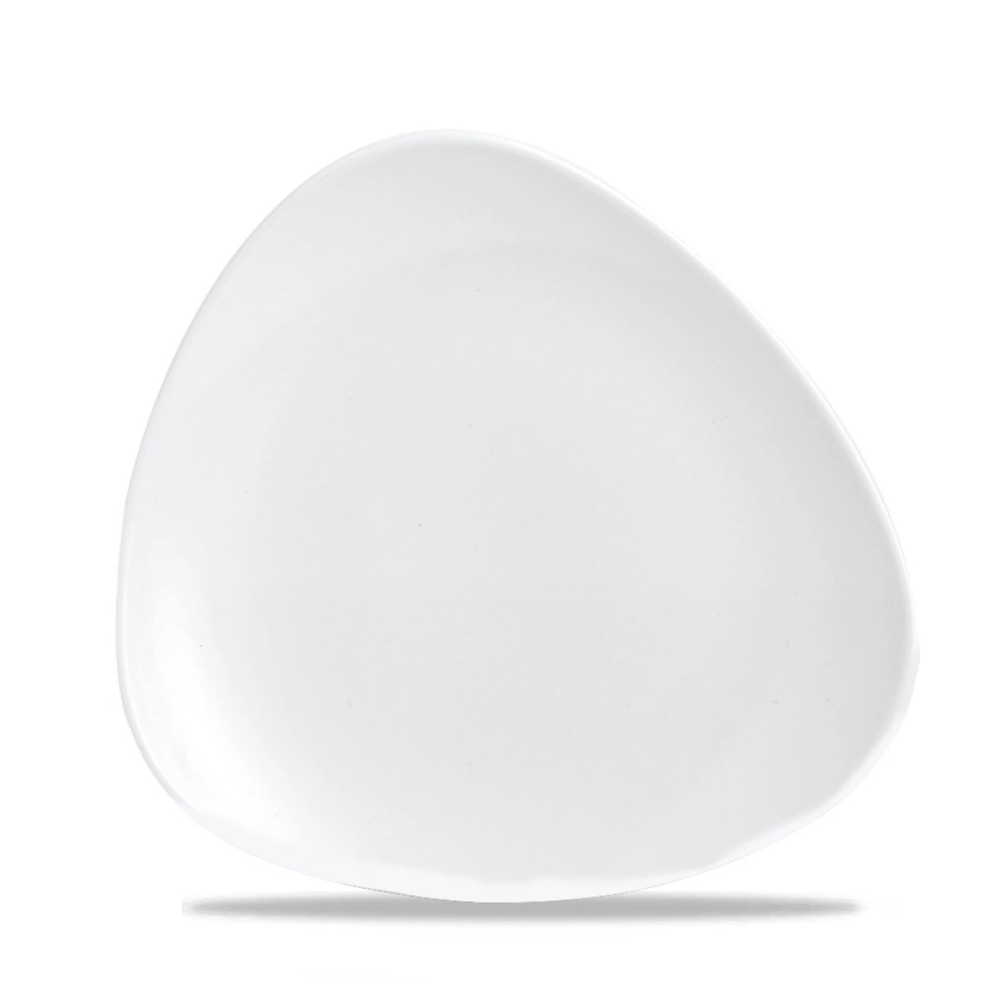 Entdecken Sie den Vellum White Triangel Teller von Churchill (26,5 cm) – stilvolles, robustes Porzellan, spülmaschinenfest und ideal für moderne Tischpräsentationen.