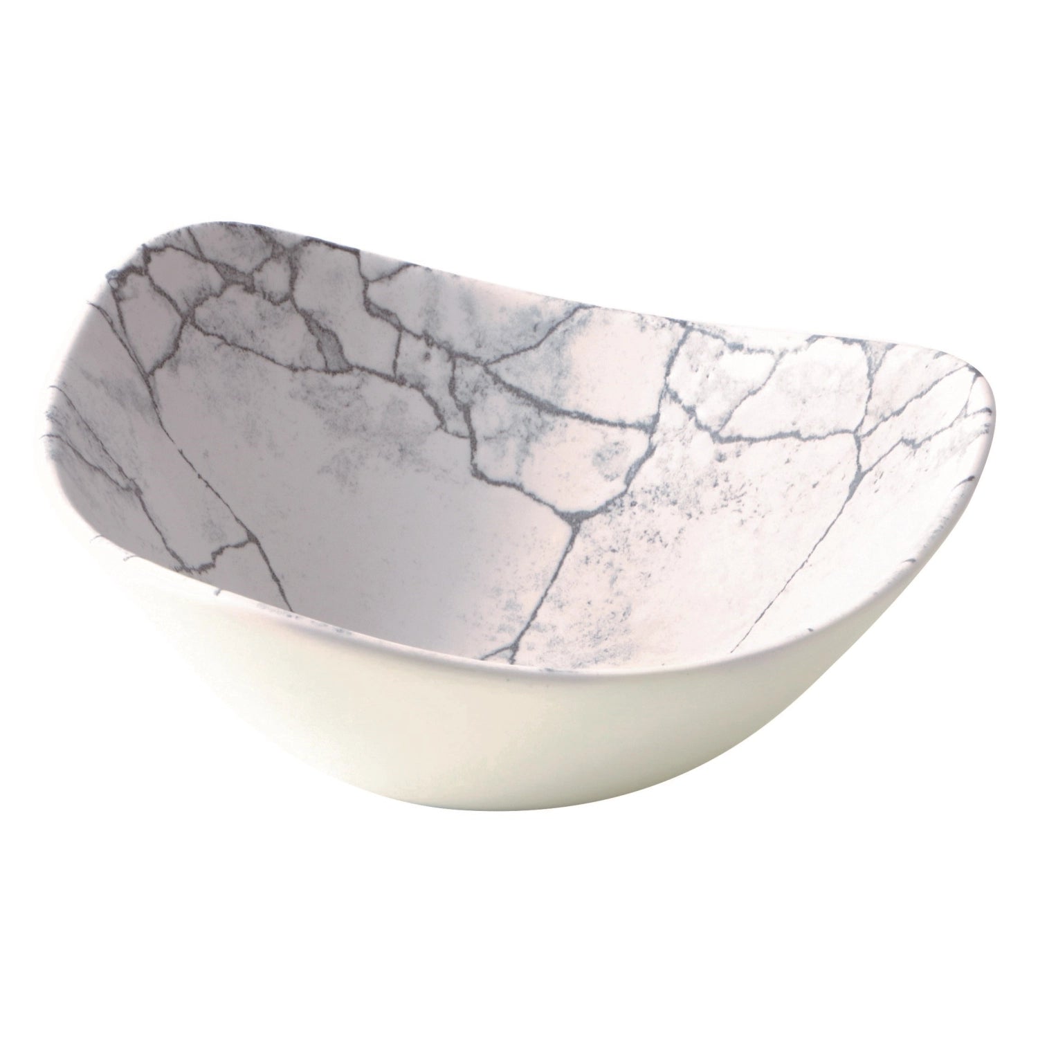 S.PAssiette creuse triangulaire Kintsugi gris perle 18,5 c