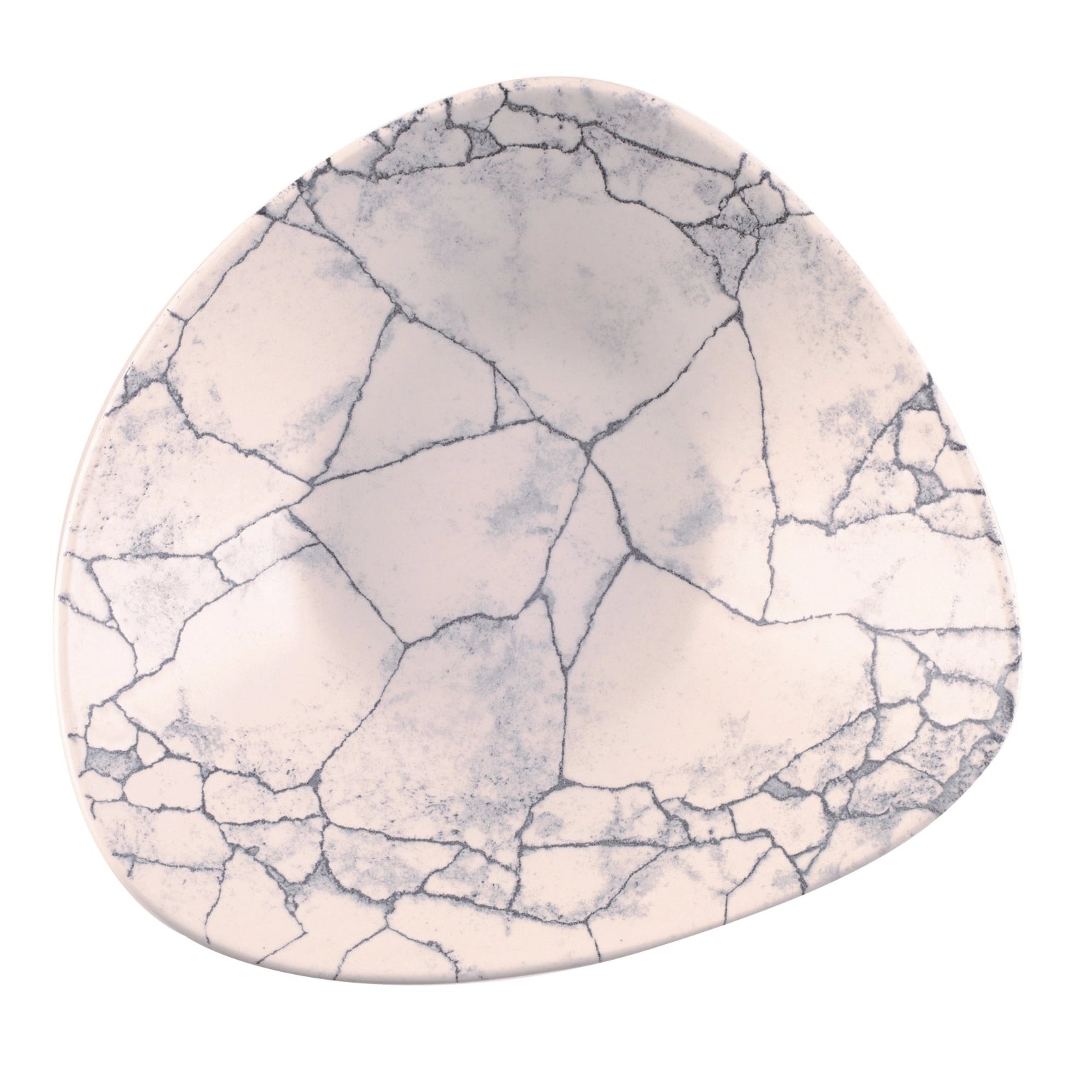 S.PAssiette creuse triangulaire Kintsugi gris perle 23,5 cm