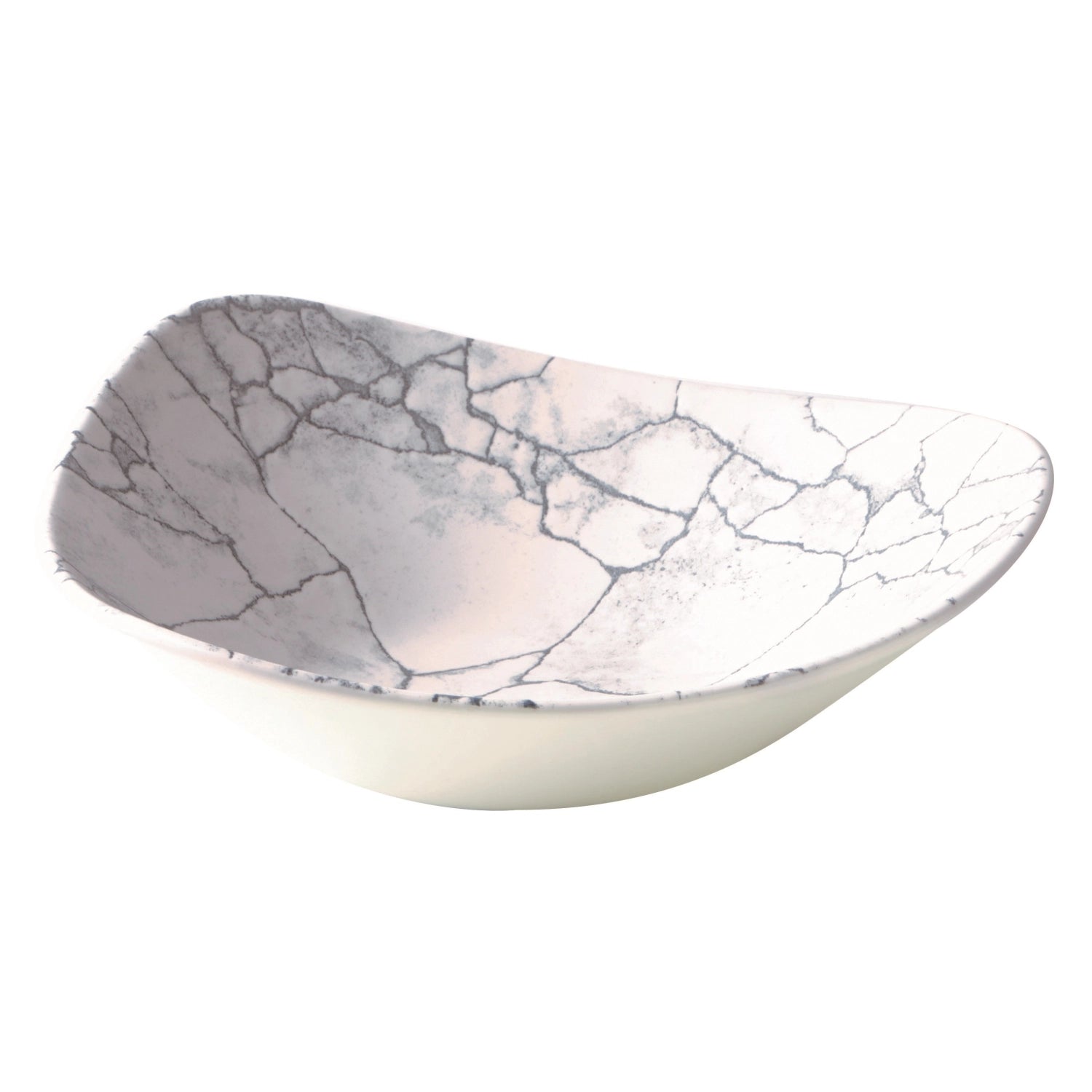 S.PAssiette creuse triangulaire Kintsugi gris perle 23,5 cm