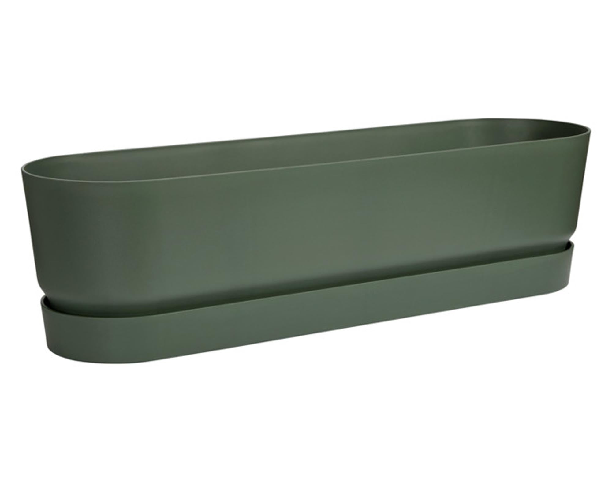 Entdecken Sie das ELHO Pflanzengefäß Greenville in laubgrün (70x19x18 cm) – nachhaltig, robust und ideal für Blumen, Kräuter und Sträucher.