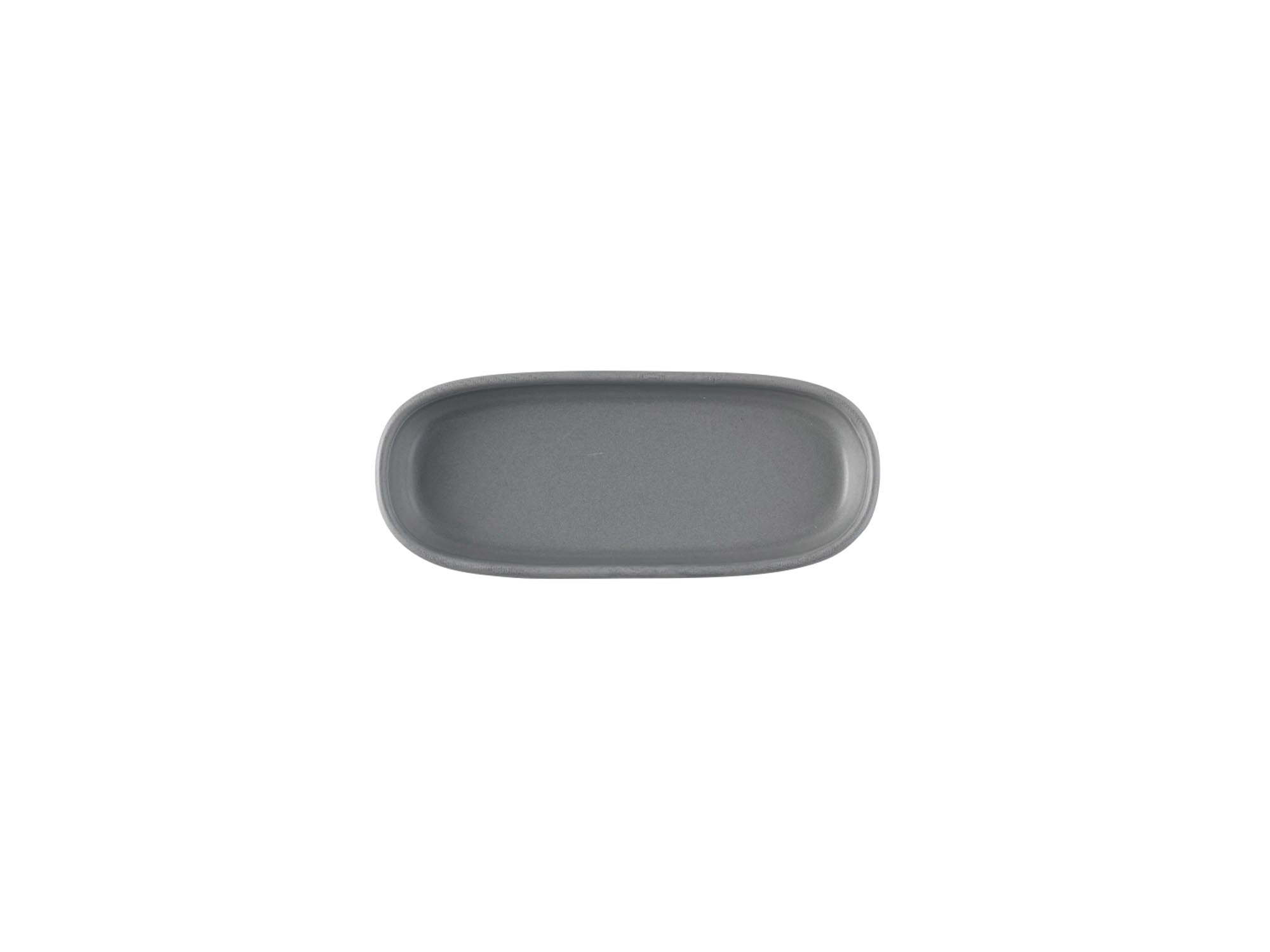 Elegantes, graues Porzellan-Tablett (23.3x10x3.3cm) von Churchill: stilvoll, robust, pflegeleicht, ideal für Snacks und Deko.
