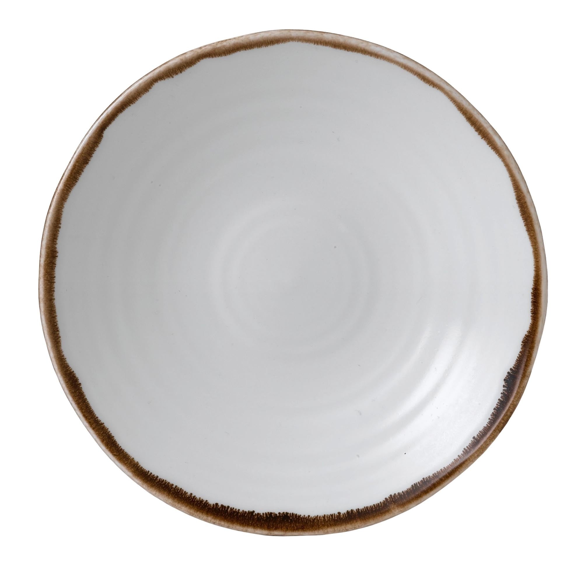 Eleganter, tiefer Teller (27.9cm, 135cl) aus kratzfestem Porzellan, ideal für Suppen und Pasta. Rustikale, organische Optik.