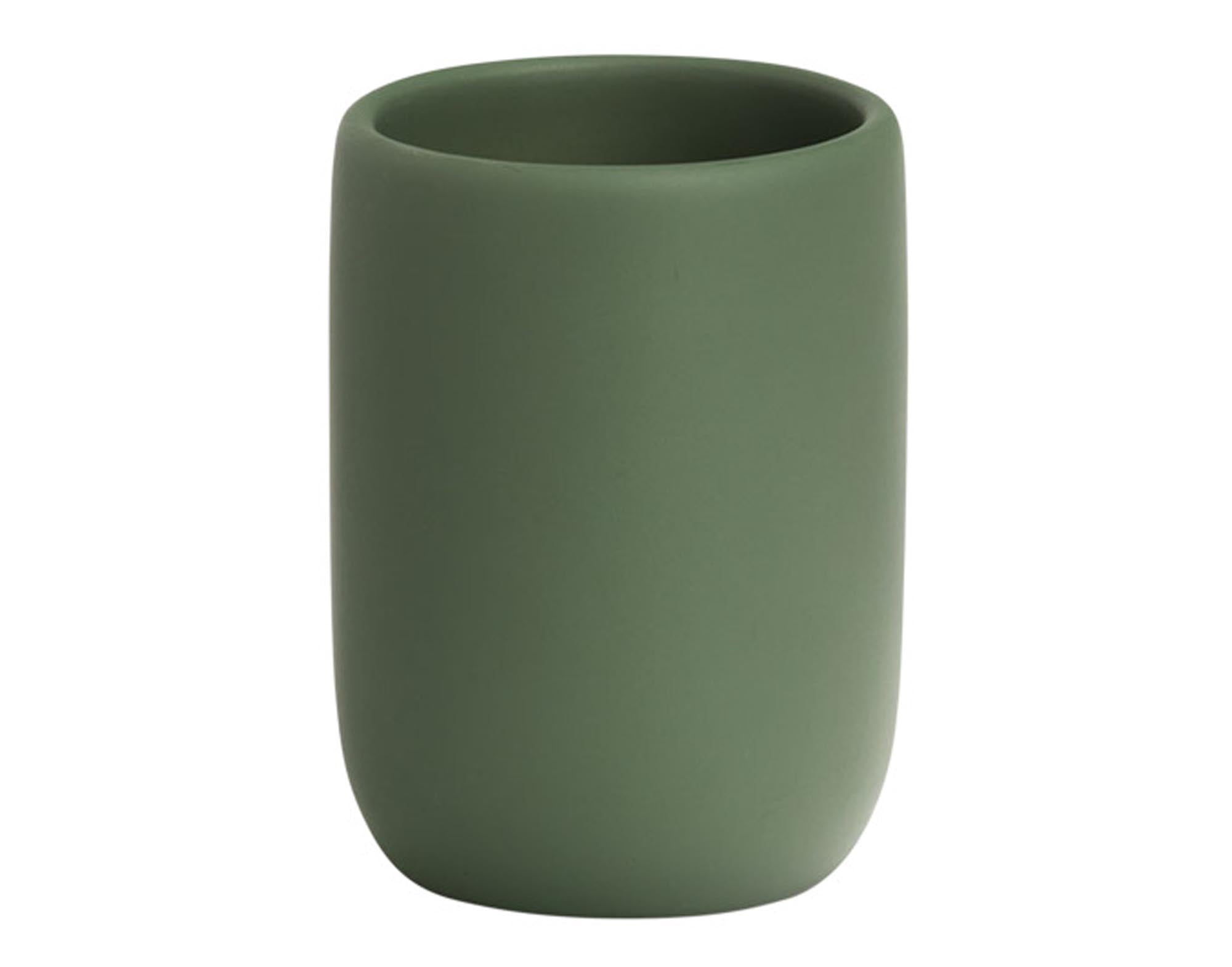 Entdecken Sie den ZELLER Zahnputzbecher Modern aus salbeigrünem Polyresin. Stilvolles Badzubehör für Ordnung und Eleganz im Badezimmer.